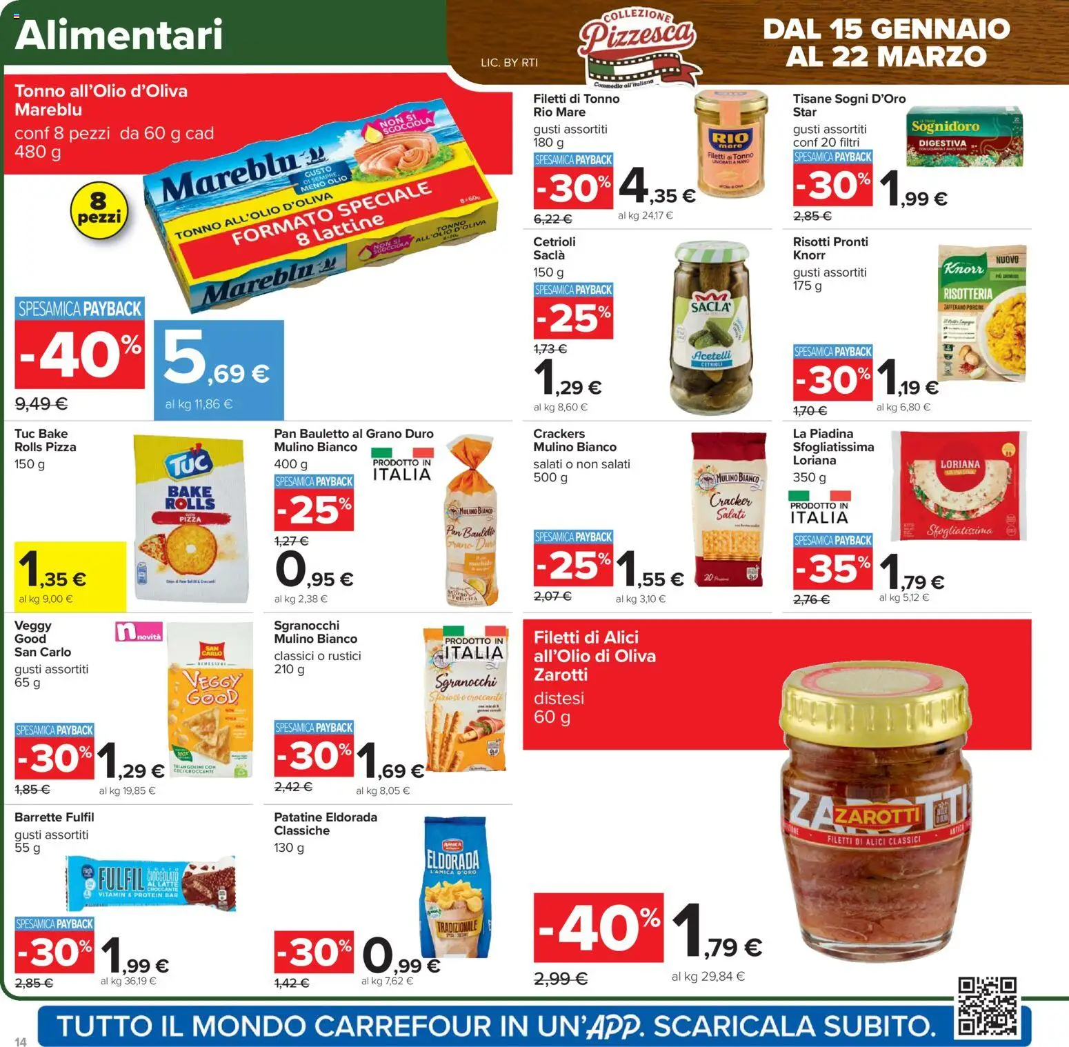 Volantino Carrefour del 17.02.2026 | Pagina: 14 | Prodotti: Pizza, Cetrioli, Olio, Crackers