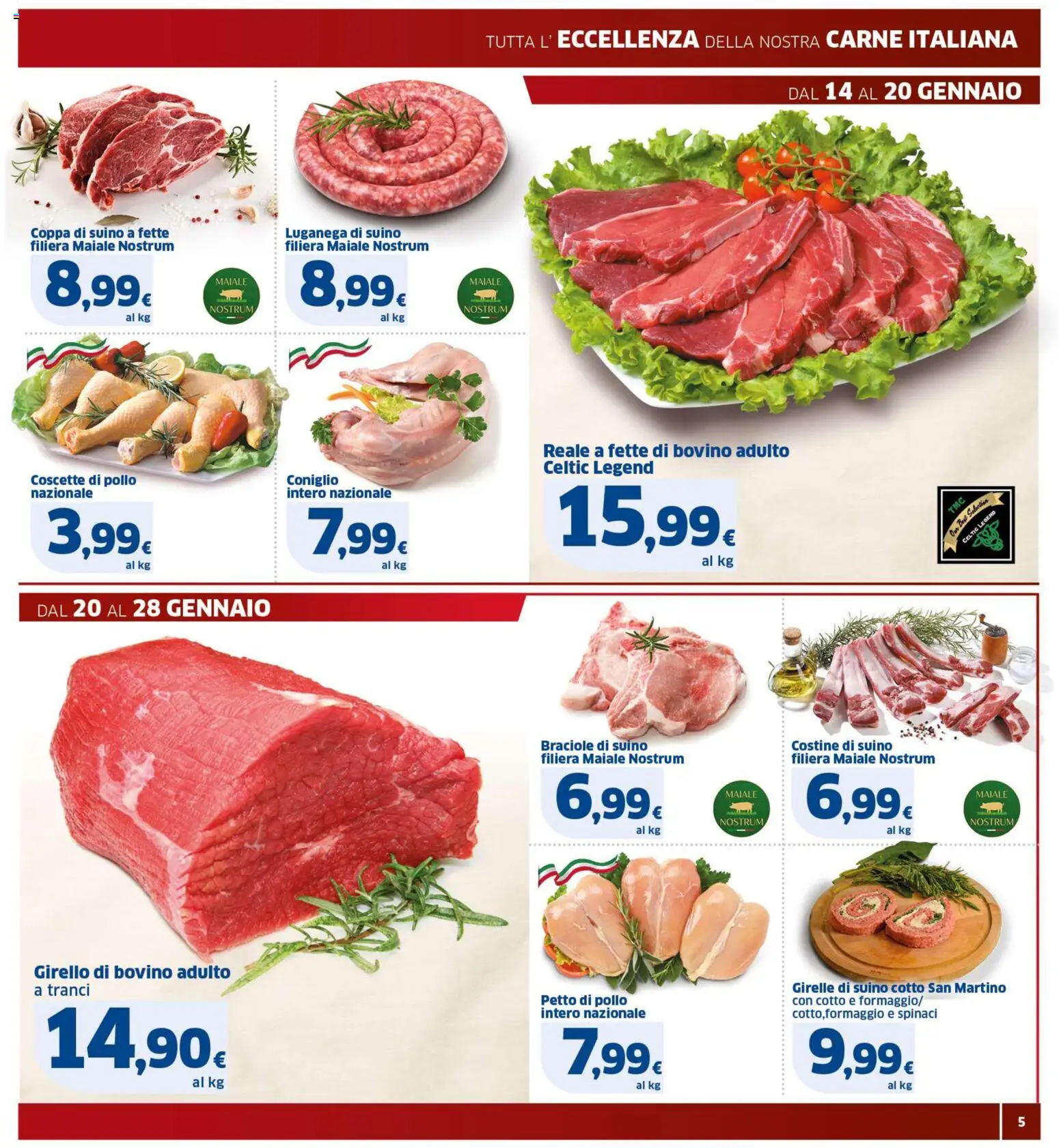 Volantino SIGMA del 14.01.2026 | Pagina: 5 | Prodotti: Bovino, Petto di Pollo, Suino, Spinaci