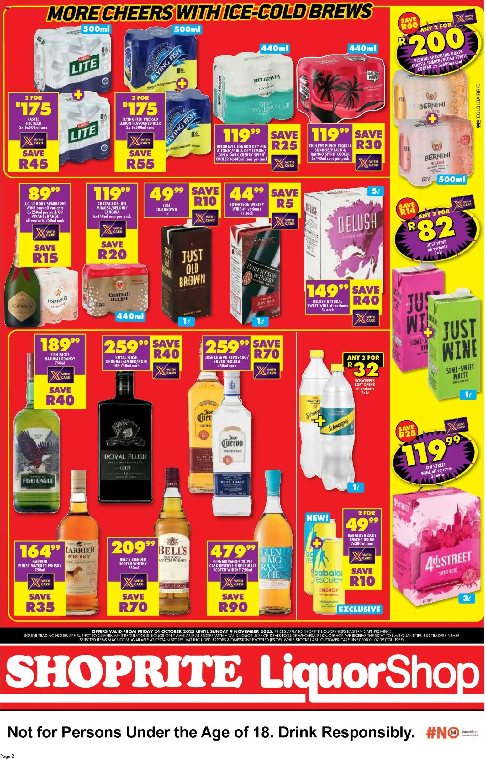 New Shoprite catalogue – valid from 24.10.2025 | Page: 2 | Products: Wine, Beer, Gin, Mango