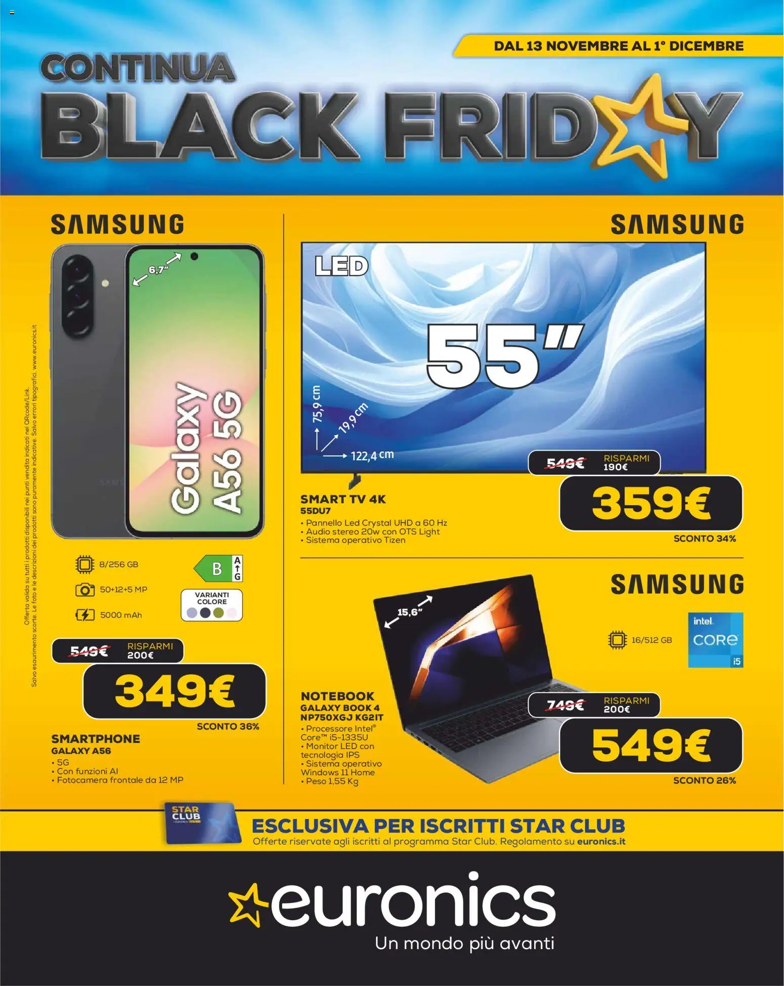Volantino Euronics del 13.11.2025 | Pagina: 1 | Prodotti: Monitor, Smartphone, TV, Audio