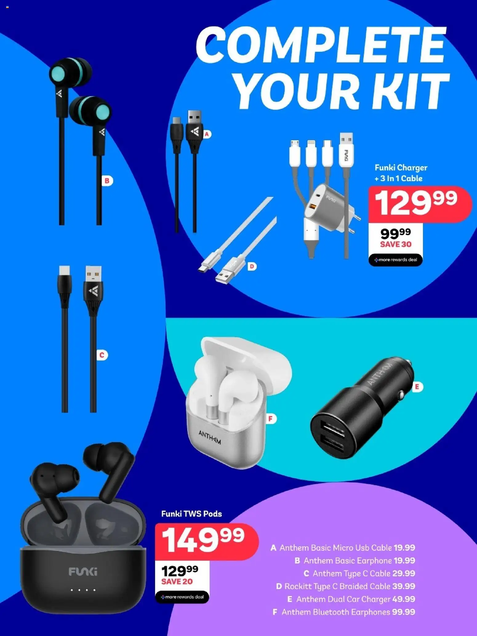 New PEP Stores catalogue – valid from 26.12.2025 | Page: 10 | Products: Car charger, Earphones, Cable, Charger