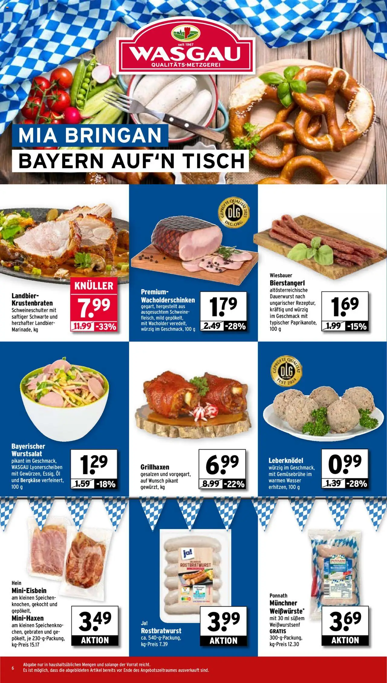 Wasgau Prospekt 	 – gültig ab 08.09.2025 | Seite: 6 | Produkte: Öl, Tisch, Krustenbraten, Wasser