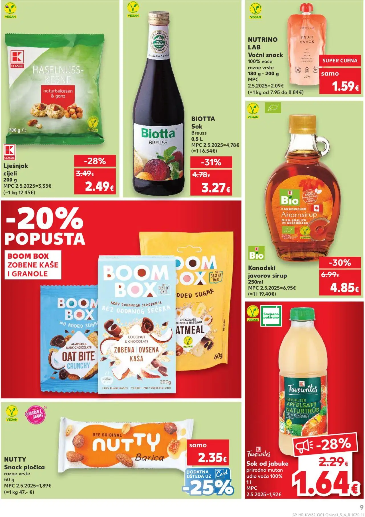 Kaufland katalog | vrijedi od 06.08.2025 | Stranica: 9 | Proizvodi: Sok, Jabuke, Lješnjak, Sirup