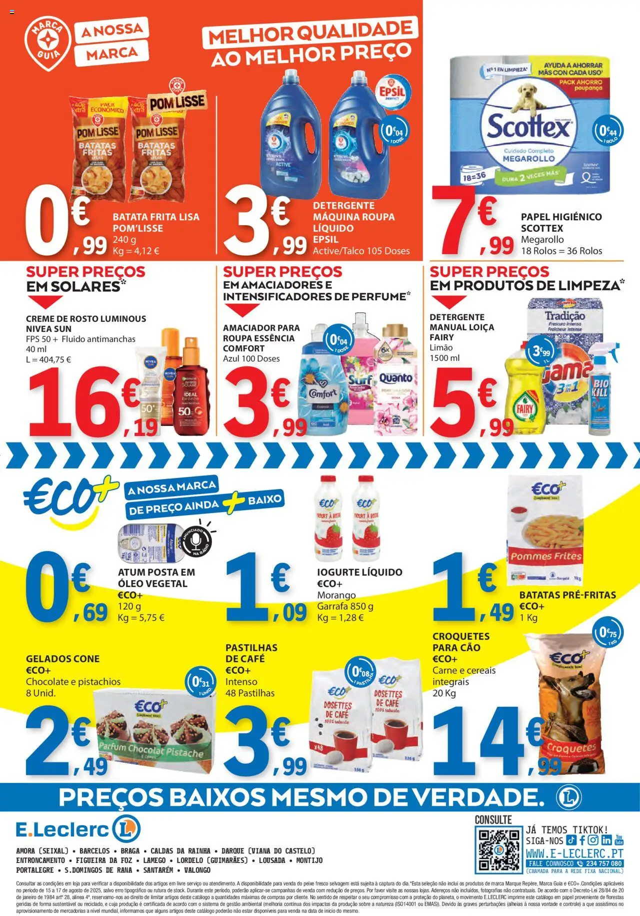 E.Leclerc Catálogo Fim de Semana │ válido de 15.08.2025 | Página: 4 | Produtos: Papel higiénico, Perfume, Peixe, Creme