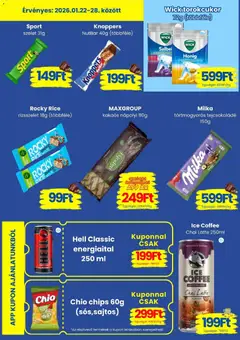 Magnetic Akciós újság - amely érvényes a következő dátumtól: 22.01.2026 | Oldal: 4 | Termékek: Chips, Energiaital, Tejcsokoládé, Nápolyi