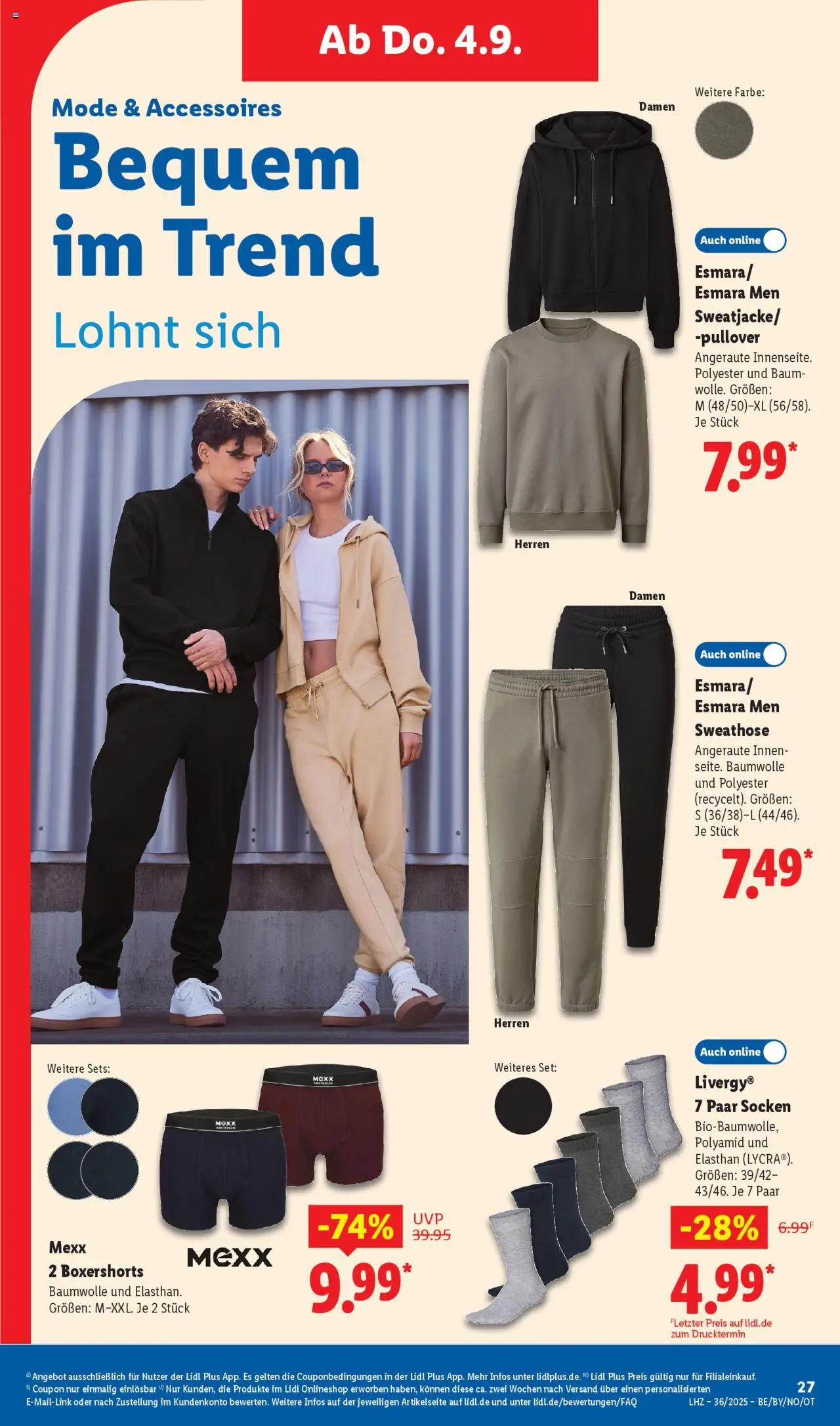 Lidl Exklusive Vorschau Uffenheim - gültig ab dem 01.09.2025 | Seite: 17 | Produkte: Sweathose, Pullover, Socken