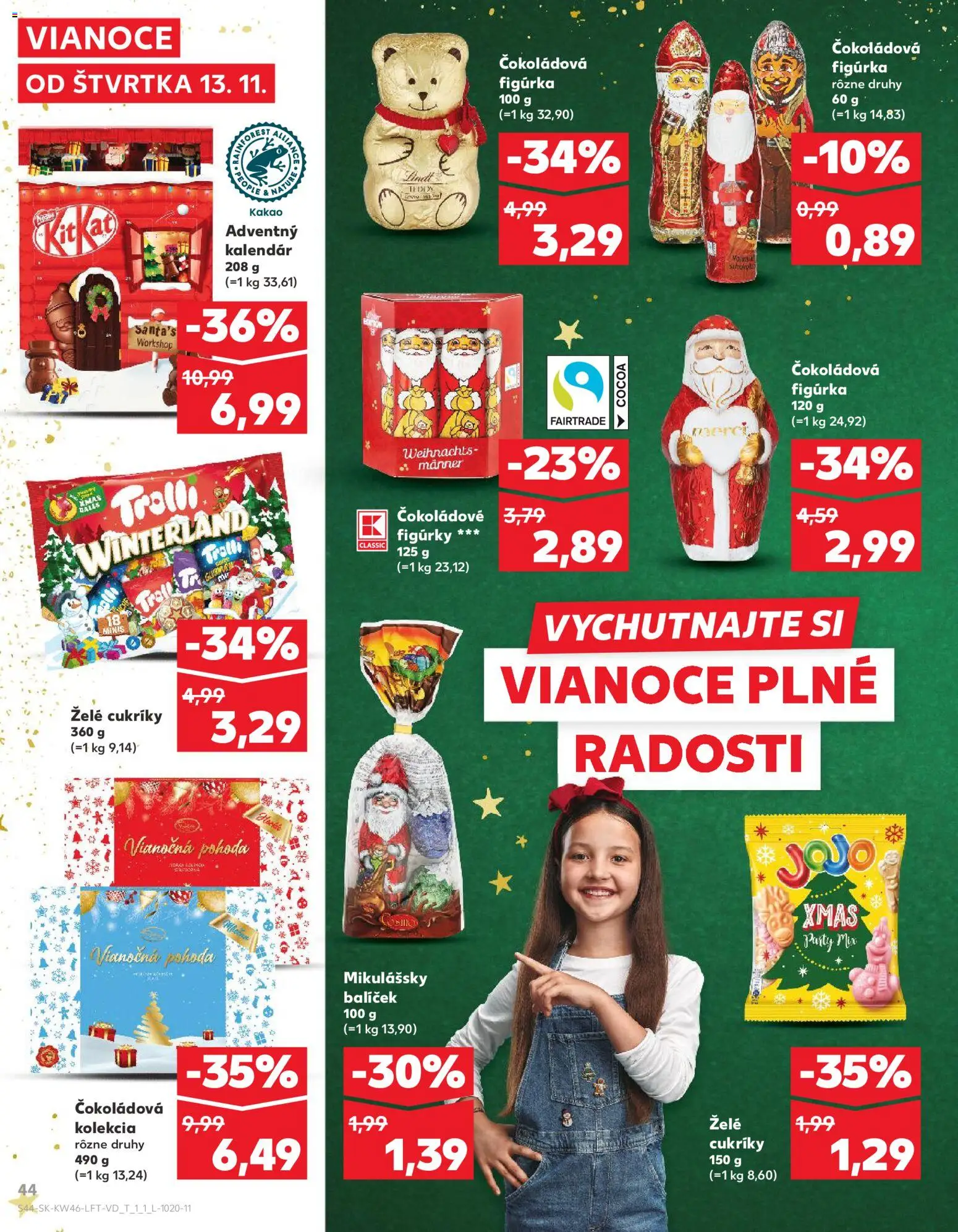 Nové Kaufland akcie – leták je platný od 13.11.2025 | Strana: 44 | Produkty: Lindt, Merci, Cukríky, Kakao