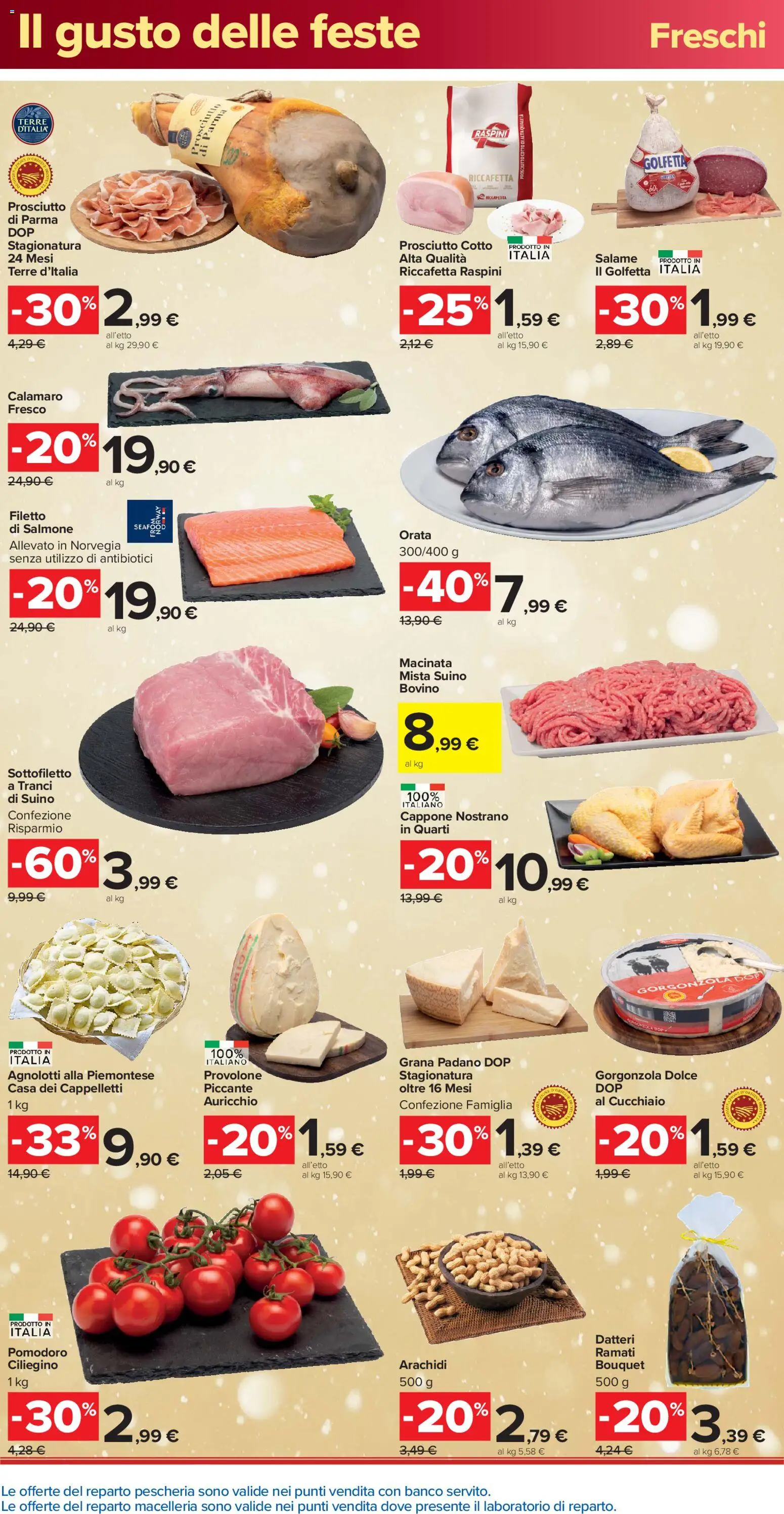 Volantino Carrefour del 16.12.2025 | Pagina: 2 | Prodotti: Salame, Orata, Suino, Gorgonzola