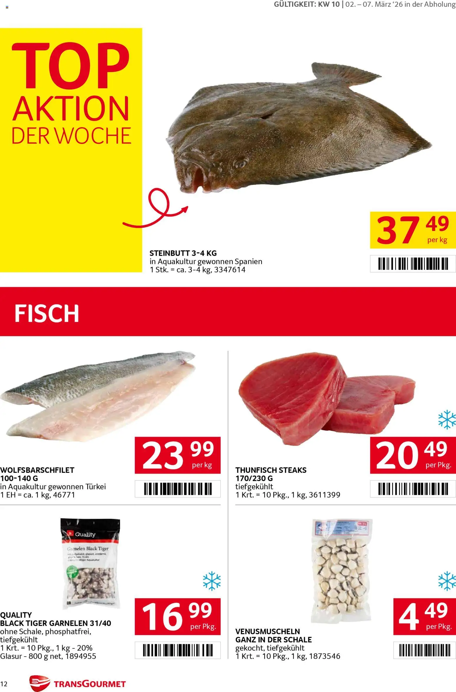 Transgourmet Flugblatt gültig ab 02.03.2026 | Seite: 12 | Produkte: Fisch