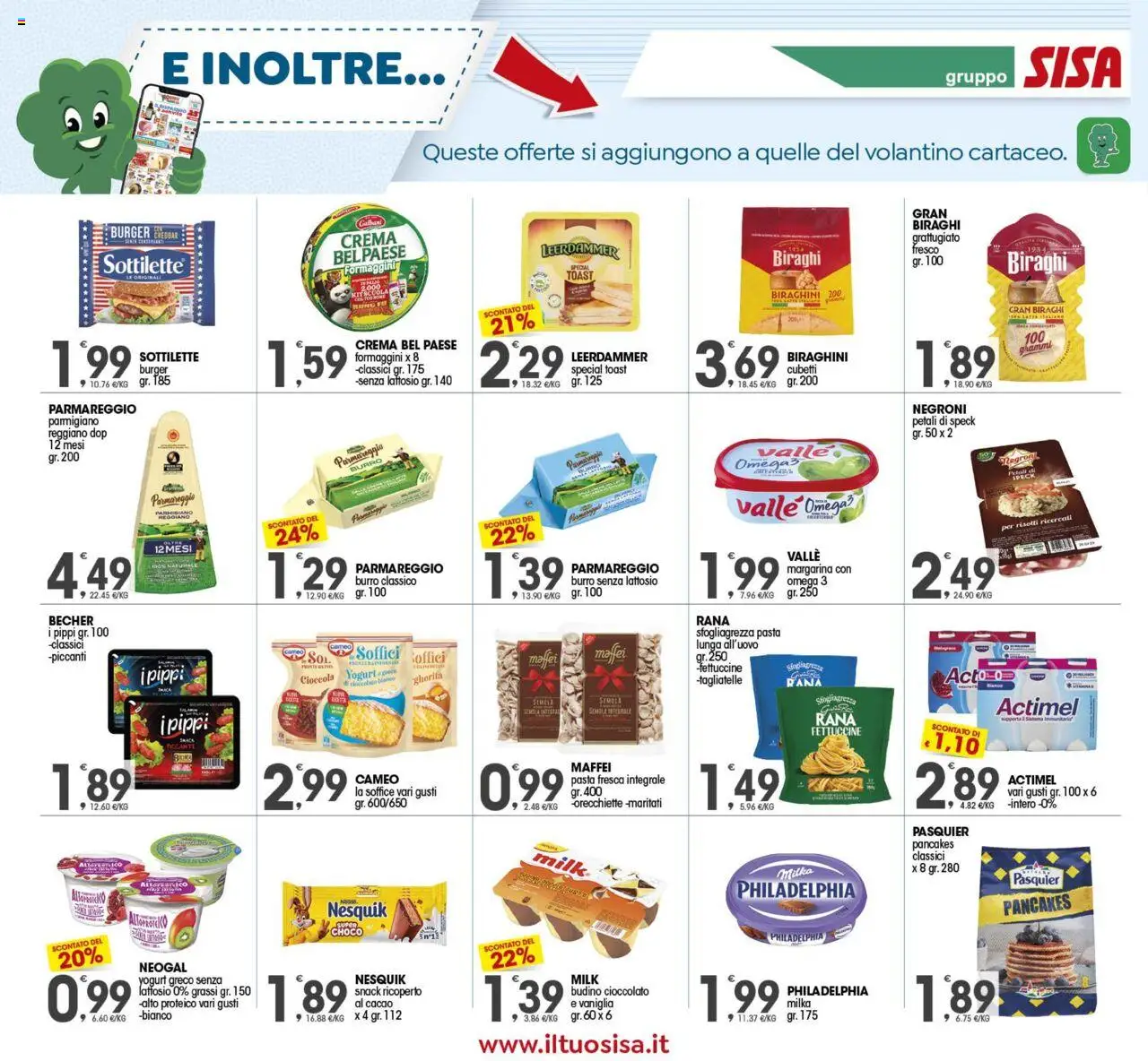 Volantino SISA del 23.09.2025 | Pagina: 12 | Prodotti: Yogurt greco senza lattosio, Crema, Margarina, Fettuccine