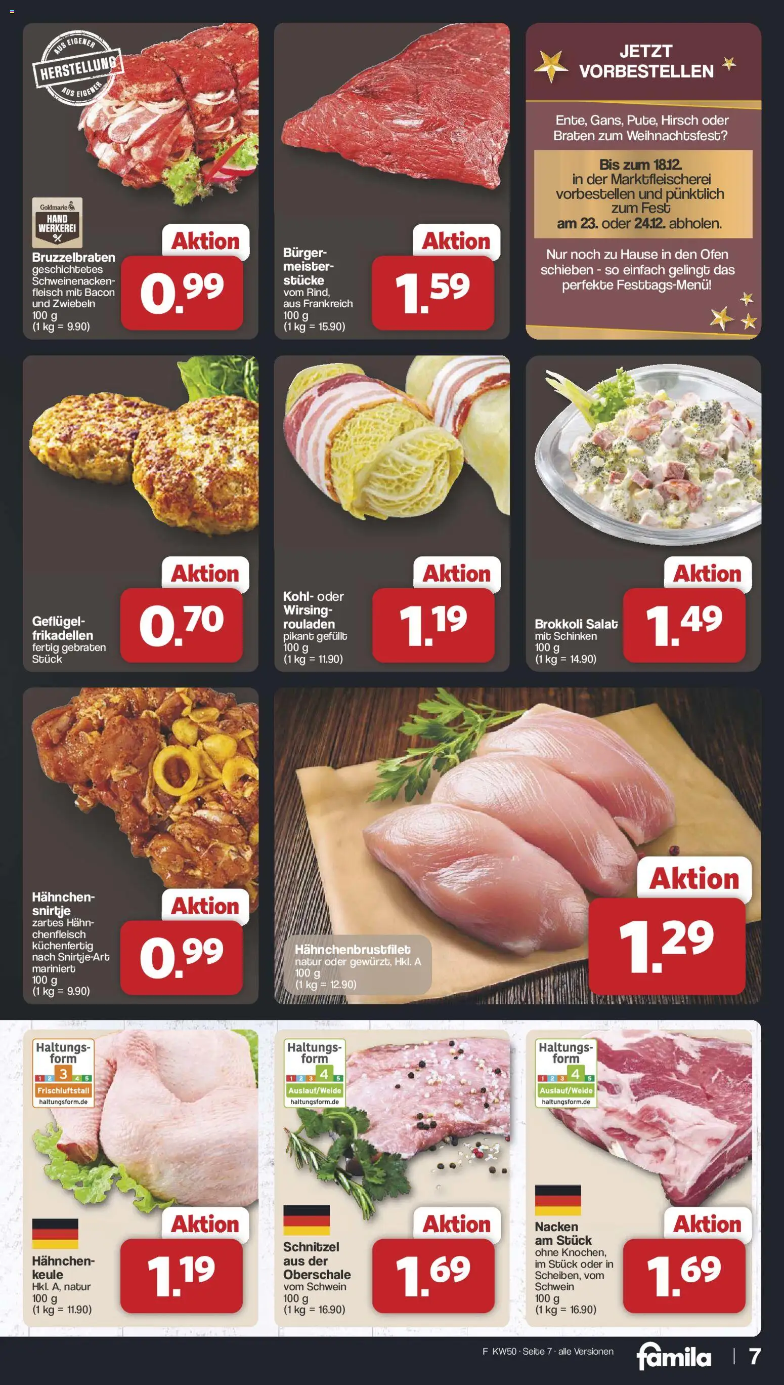 Famila Nordwest Prospekt 	 – gültig ab 08.12.2025 | Seite: 7 | Produkte: Schweinenacken, Schnitzel, Brokkoli, Salat