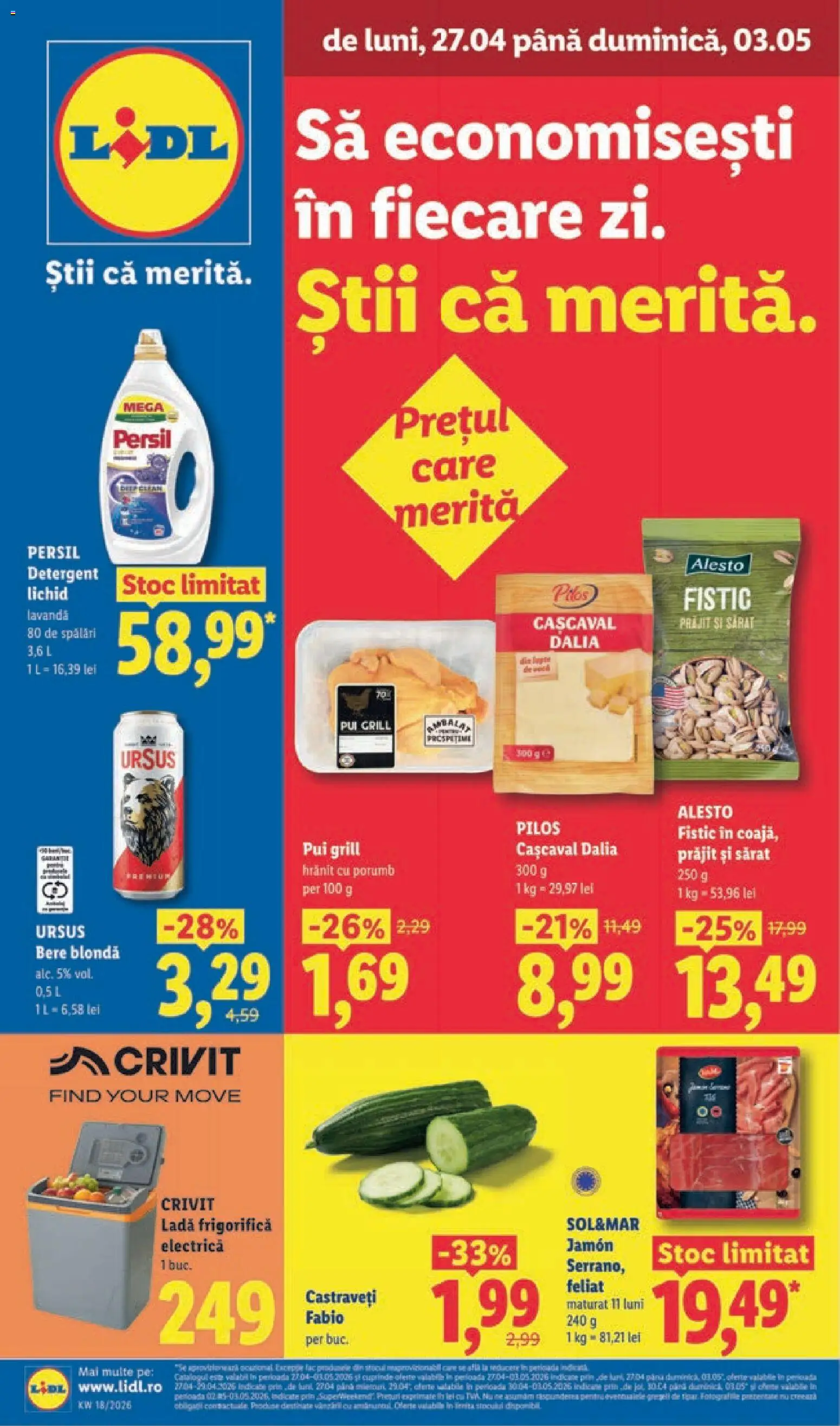 Noul catalog Lidl – valabil de la 27.04.2026 | Pagină: 1 | Produse: Hacıyatmaz Kedi Oyuncağı, Bere, Detergent, Castraveți
