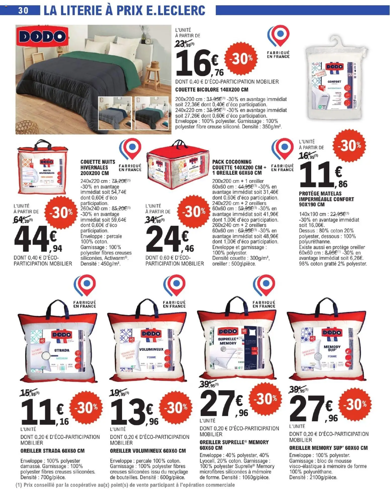 {H1} | Page: 30 | Produits: Enveloppe, Matelas, Literie, Couette