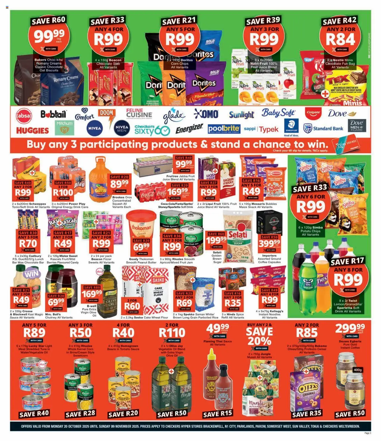 New Checkers catalogue – valid from 20.10.2025 | Page: 3 | Products: Corn, Beans, Squash, Sauce