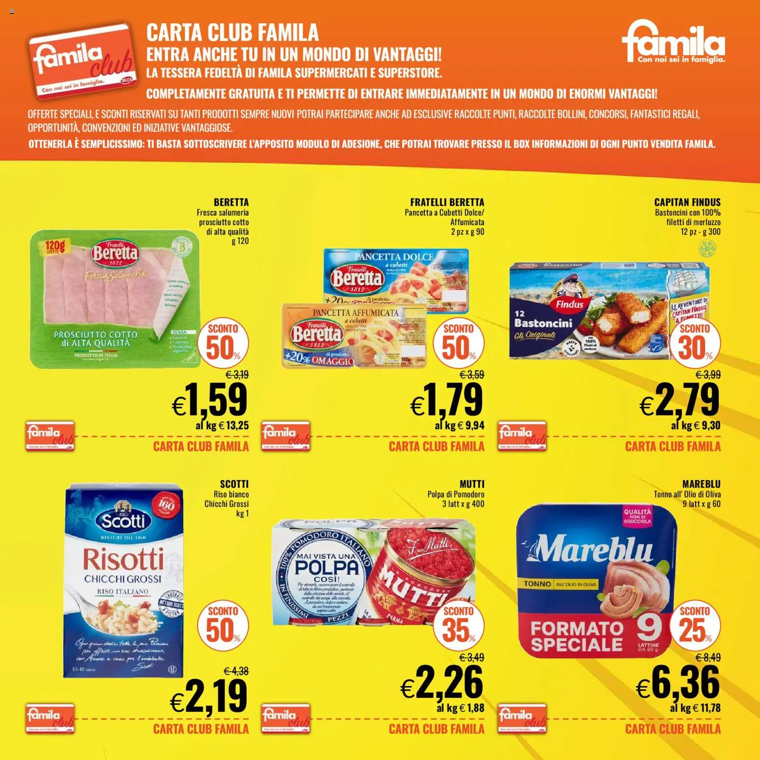 Volantino Famila del 14.01.2026 | Pagina: 3 | Prodotti: Prosciutto Cotto, Merluzzo, Olio, Prosciutto