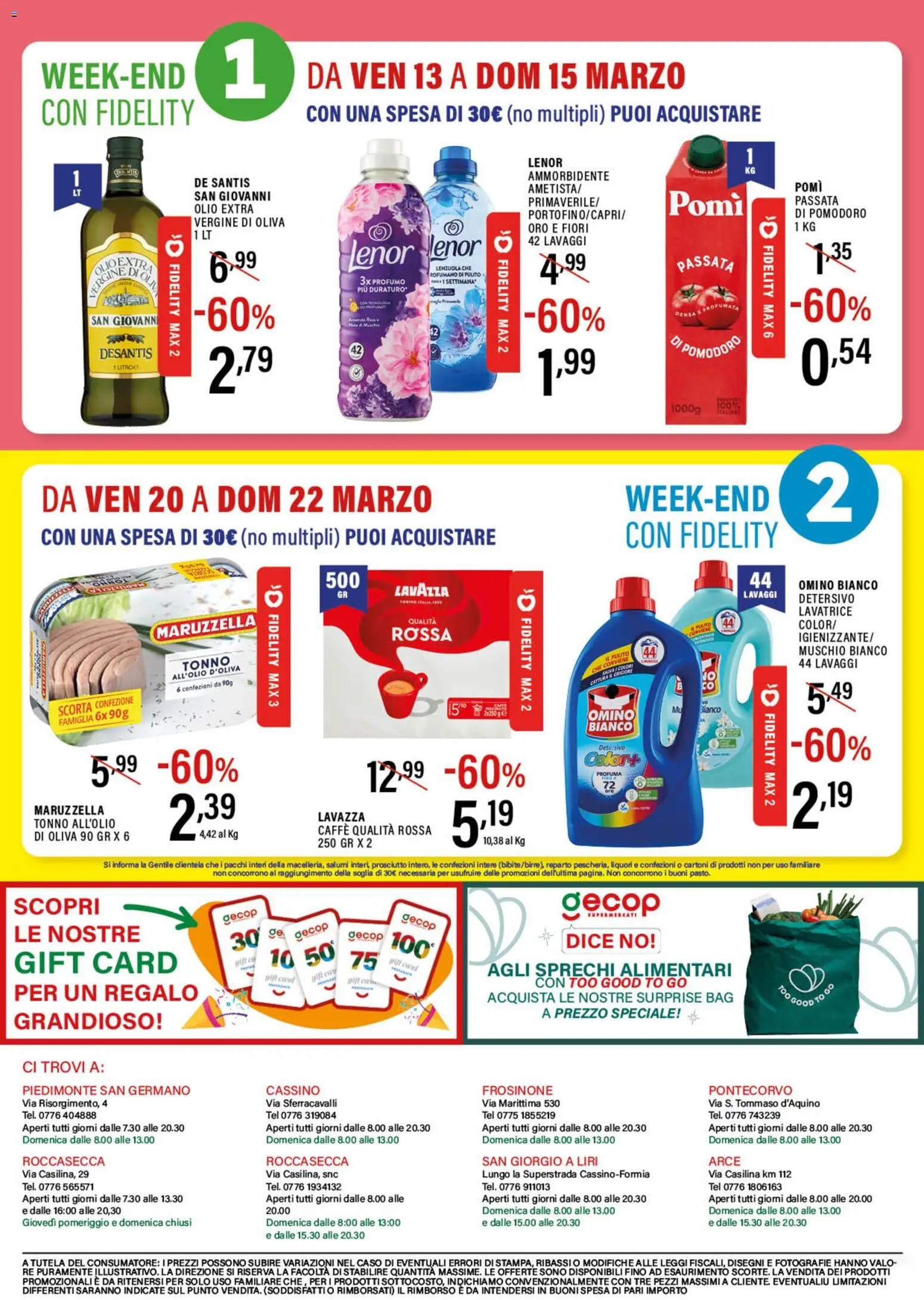 Volantino GECOP del 09.03.2026 | Pagina: 20 | Prodotti: Pomodoro, Prosciutto, Lavatrice, Lavazza
