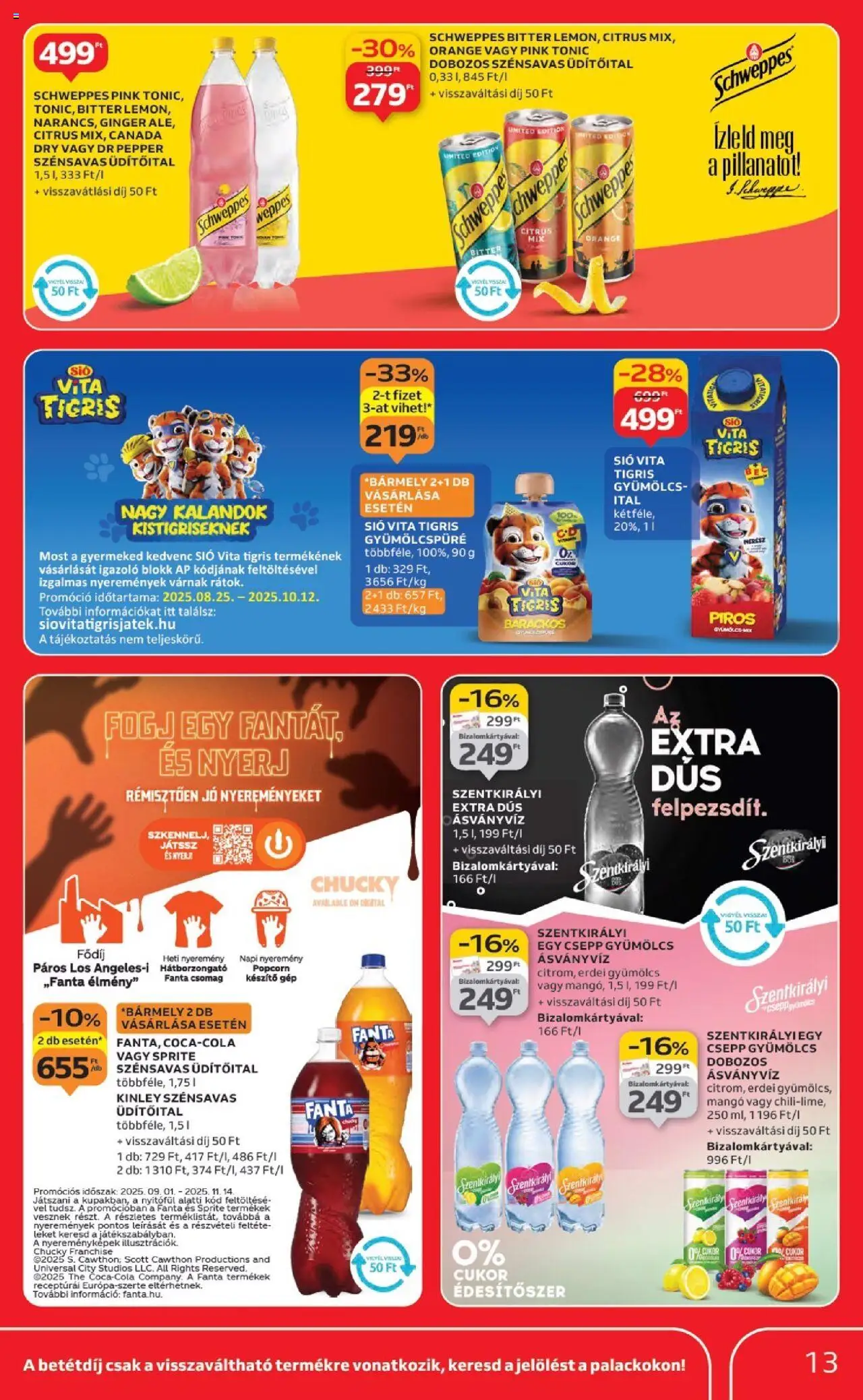 Auchan akciós ujság - amely érvényes a következő dátumtól: 18.09.2025 | Oldal: 13 | Termékek: Tonic, Gyümölcs, Popcorn, Mangó