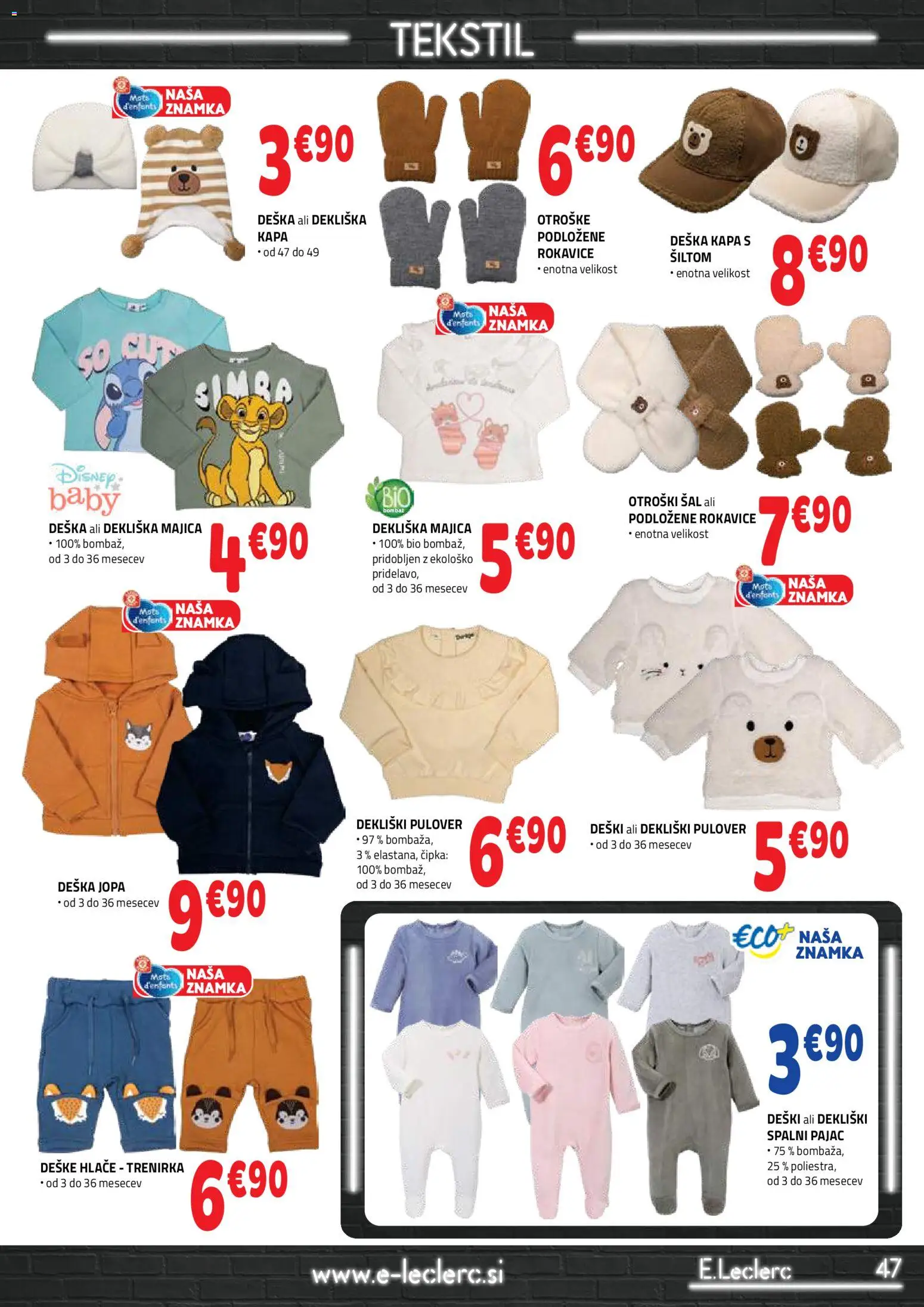 Novi E.leclerc katalog ponudbe – veljaven od 05.11.2025 | Stran: 47 | Izdelki: Trenirka, Pulover, Kapa, Rokavice