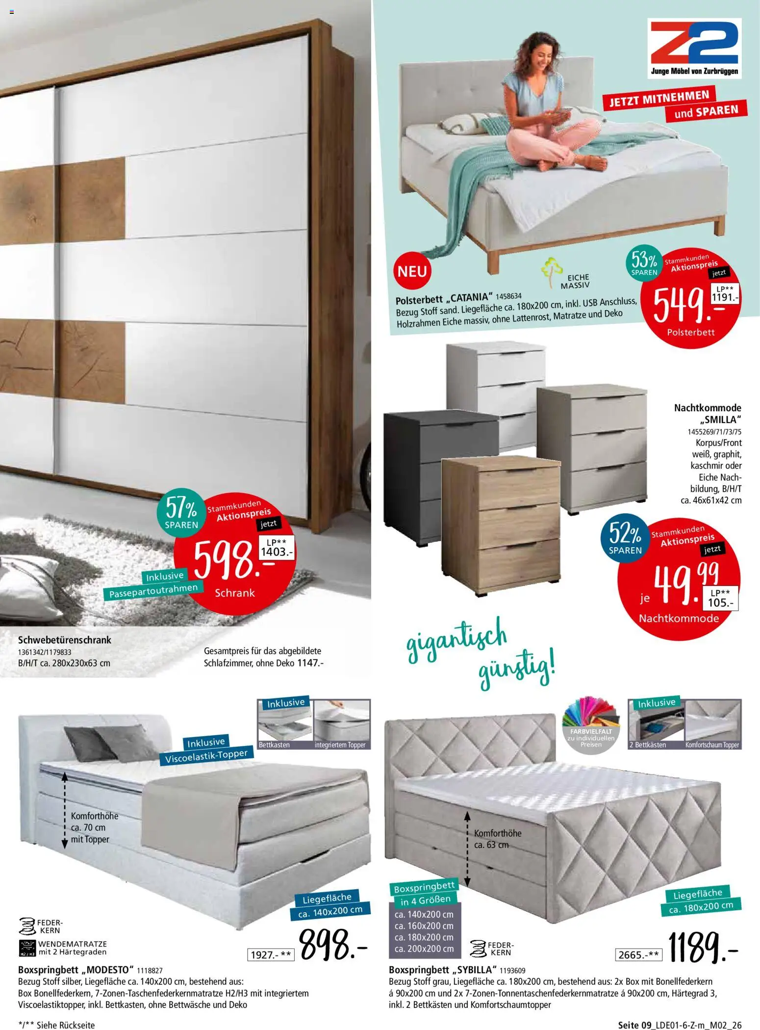 Zurbrüggen Z2 unschlagbar günstig – gültig ab 27.01.2026 | Seite: 13 | Produkte: Schwebetürenschrank, Boxspringbett, Polsterbett, Topper