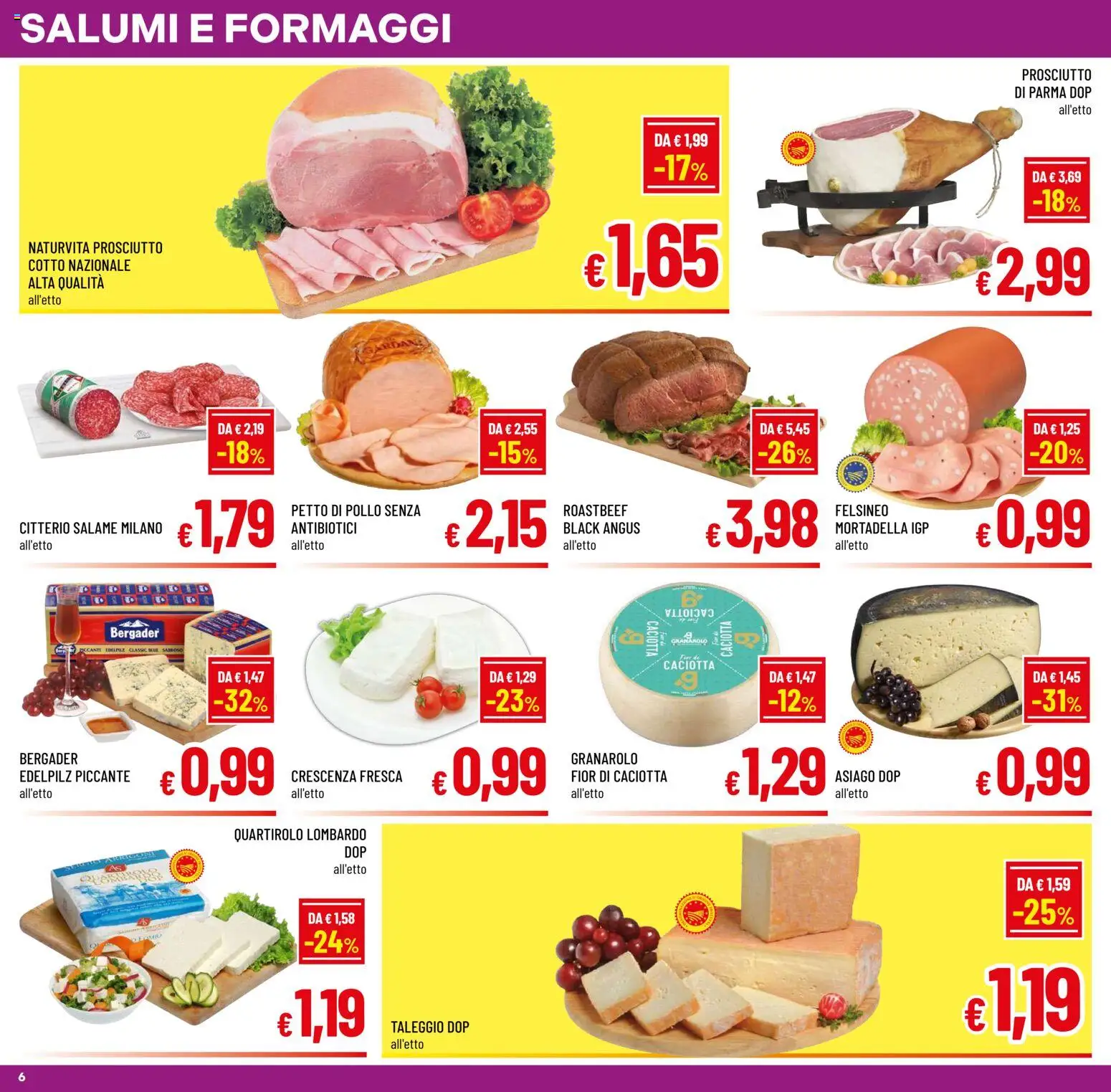 Volantino A&O del 15.04.2026 | Pagina: 6 | Prodotti: Prosciutto di Parma, Pollo, Prosciutto, Mortadella
