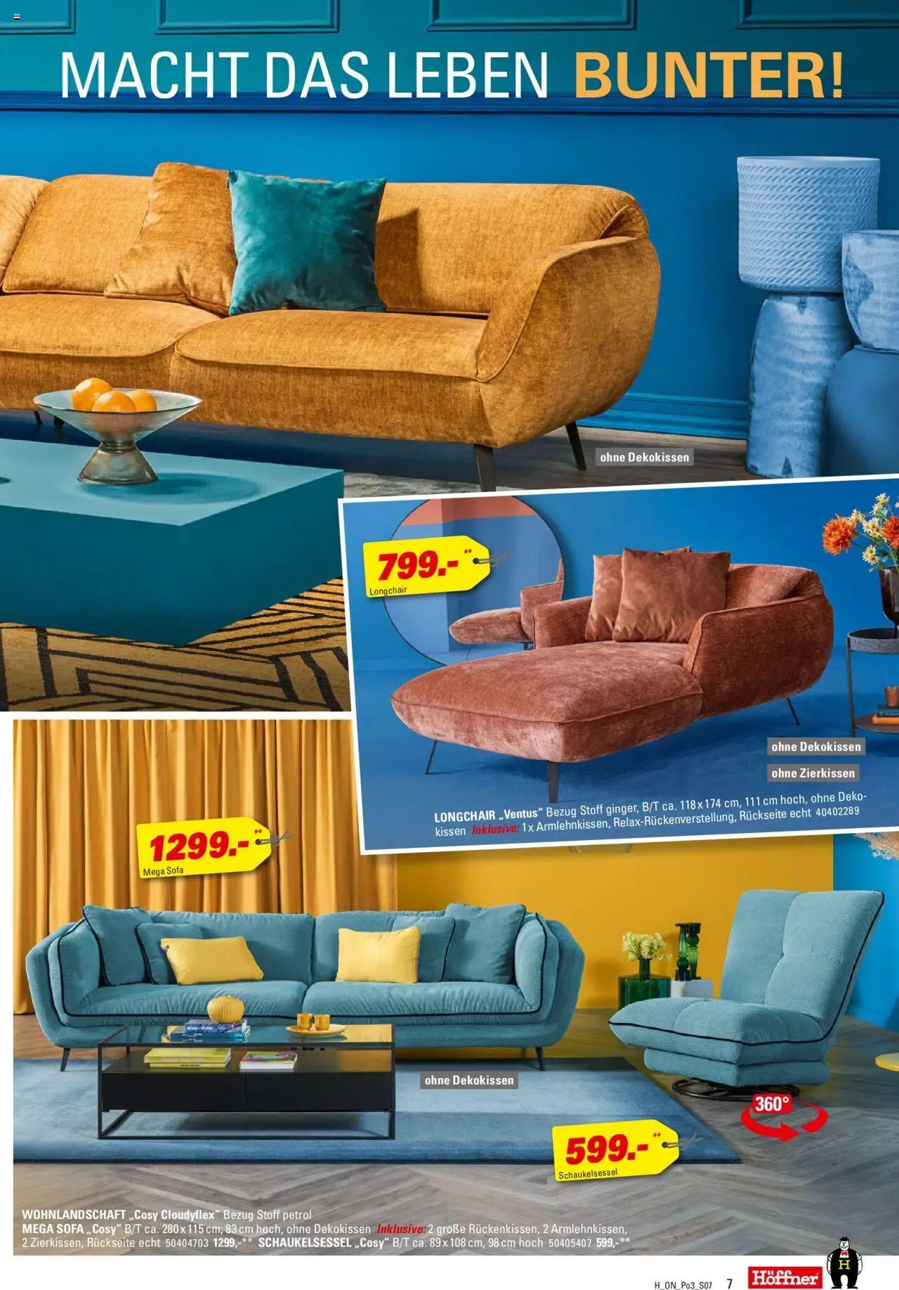 Höffner - Polster Spezial - gültig ab dem 27.08.2025 | Seite: 7 | Produkte: Wohnlandschaft, Kissen, Sofa