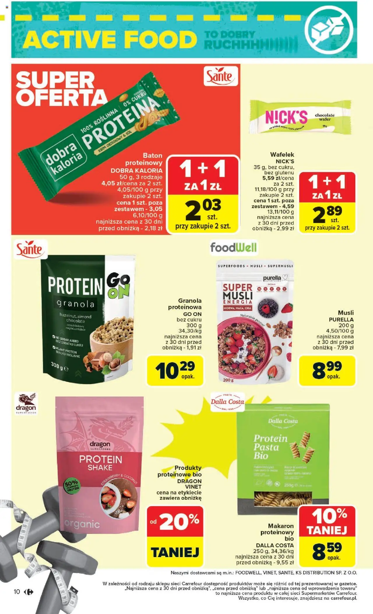 Carrefour Gazetka - Market Zadbać o siebie od 18.08.2025 | Strona: 10 | Produkty: Baton, Musli, Makaron, Krem