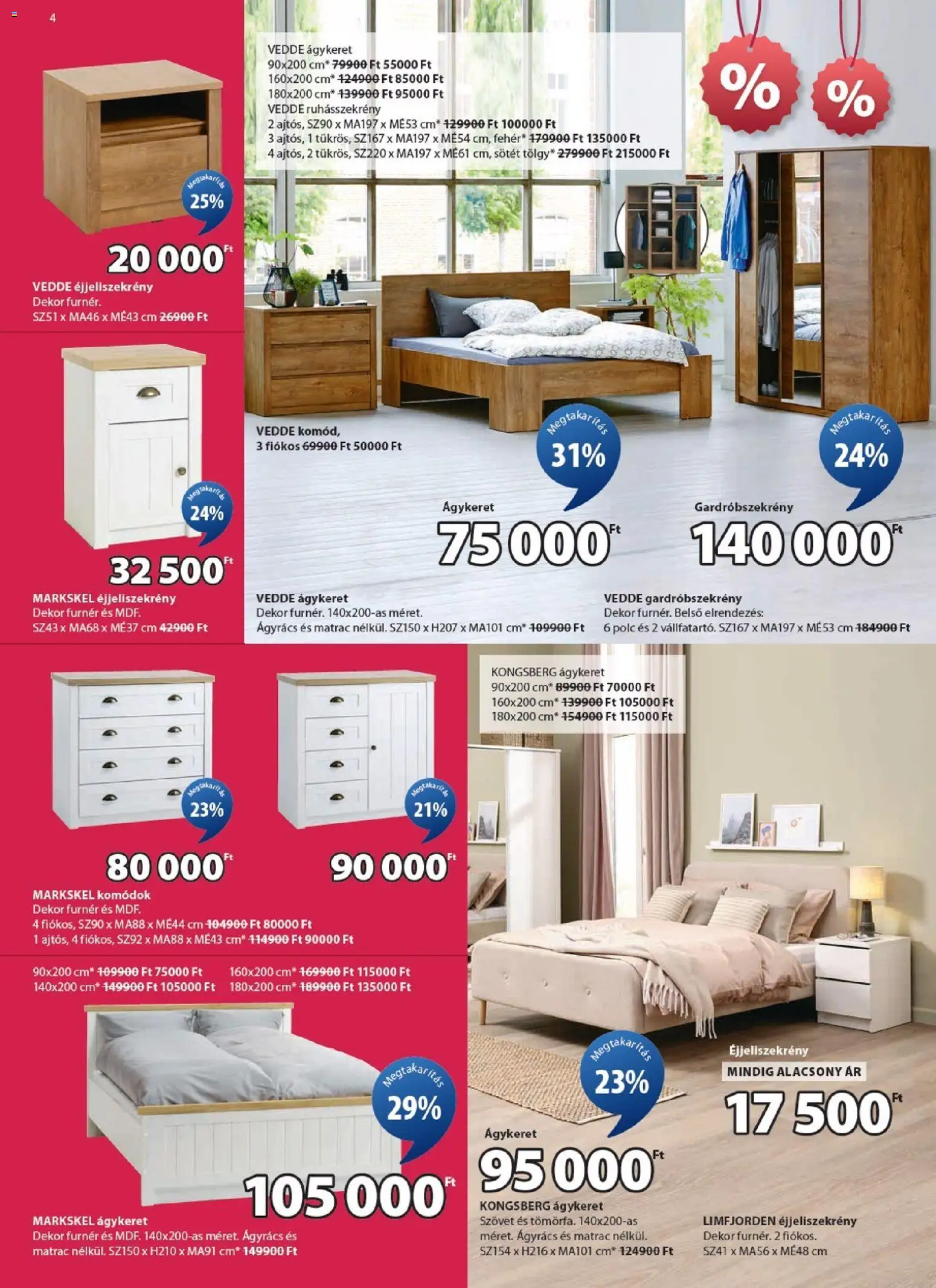 JYSK akciós ujság - amely érvényes a következő dátumtól: 31.12.2025 | Oldal: 4 | Termékek: Ruhásszekrény, Éjjeliszekrény, Polc, Gardróbszekrény