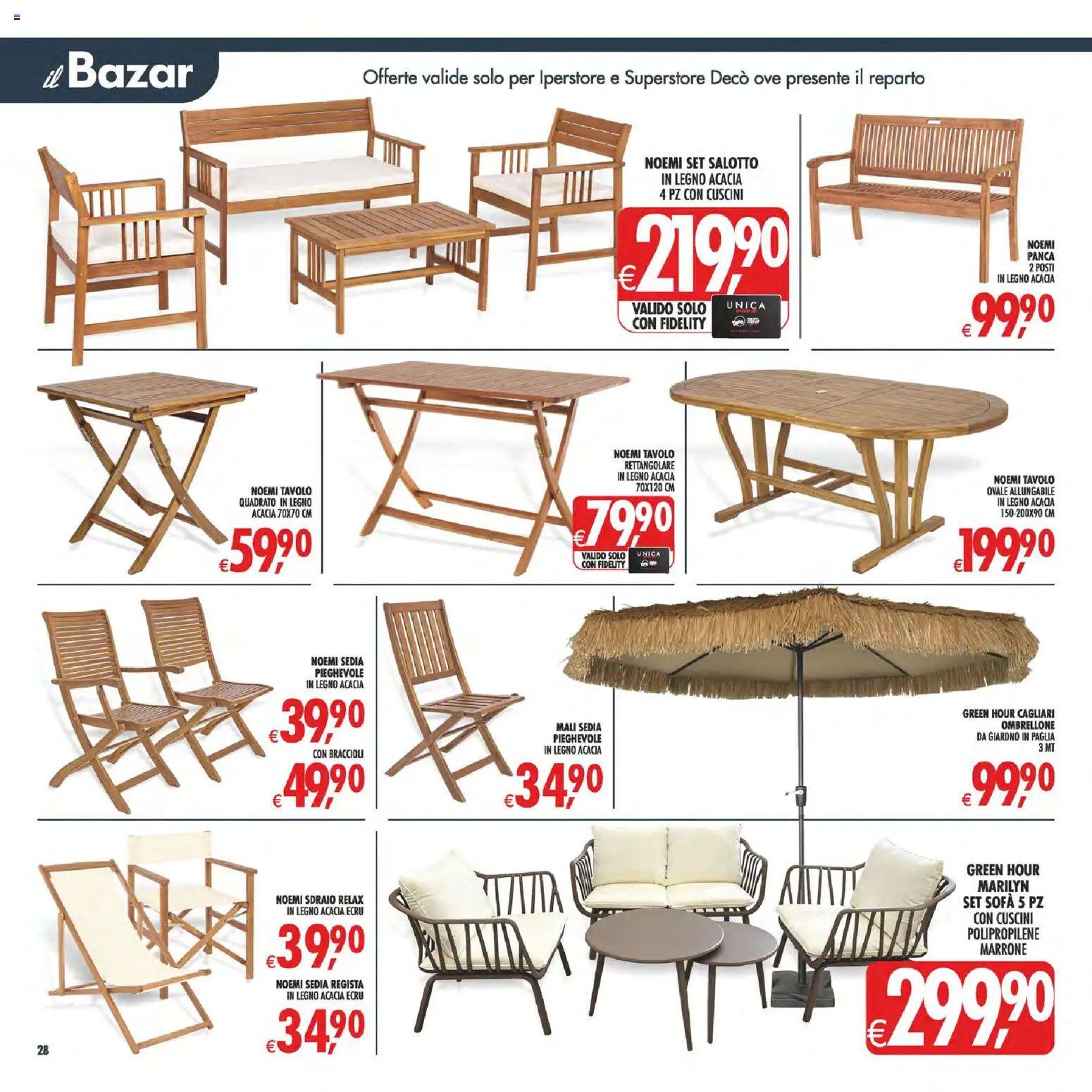 Volantino Decò del 17.04.2026 | Pagina: 36 | Prodotti: Panca, Ombrellone, Tavolo, Sedia