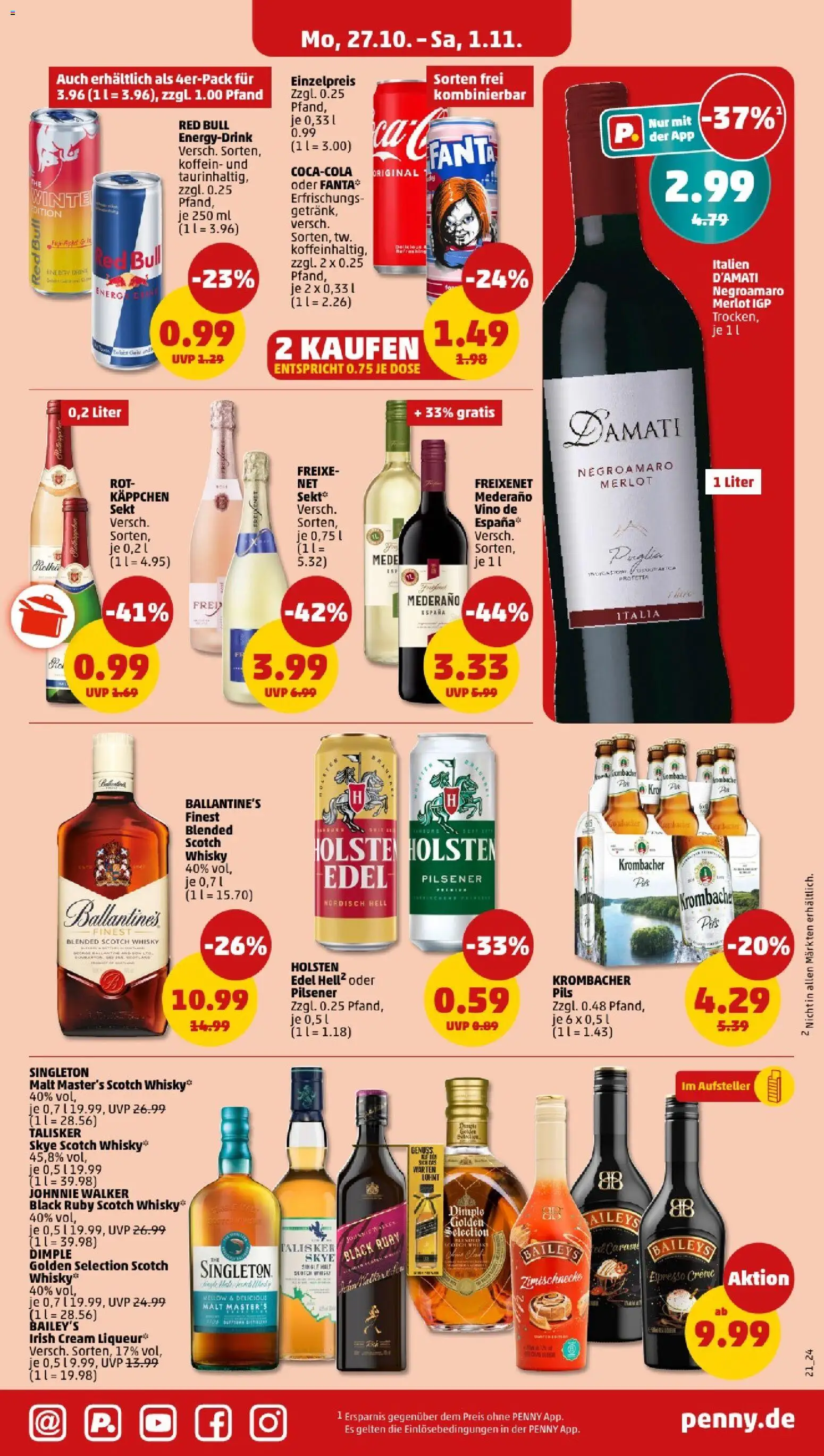 Penny - Niedersachsen  – gültig ab 27.10.2025 | Seite: 23 | Produkte: Energy, Sekt, Merlot, Johnnie walker