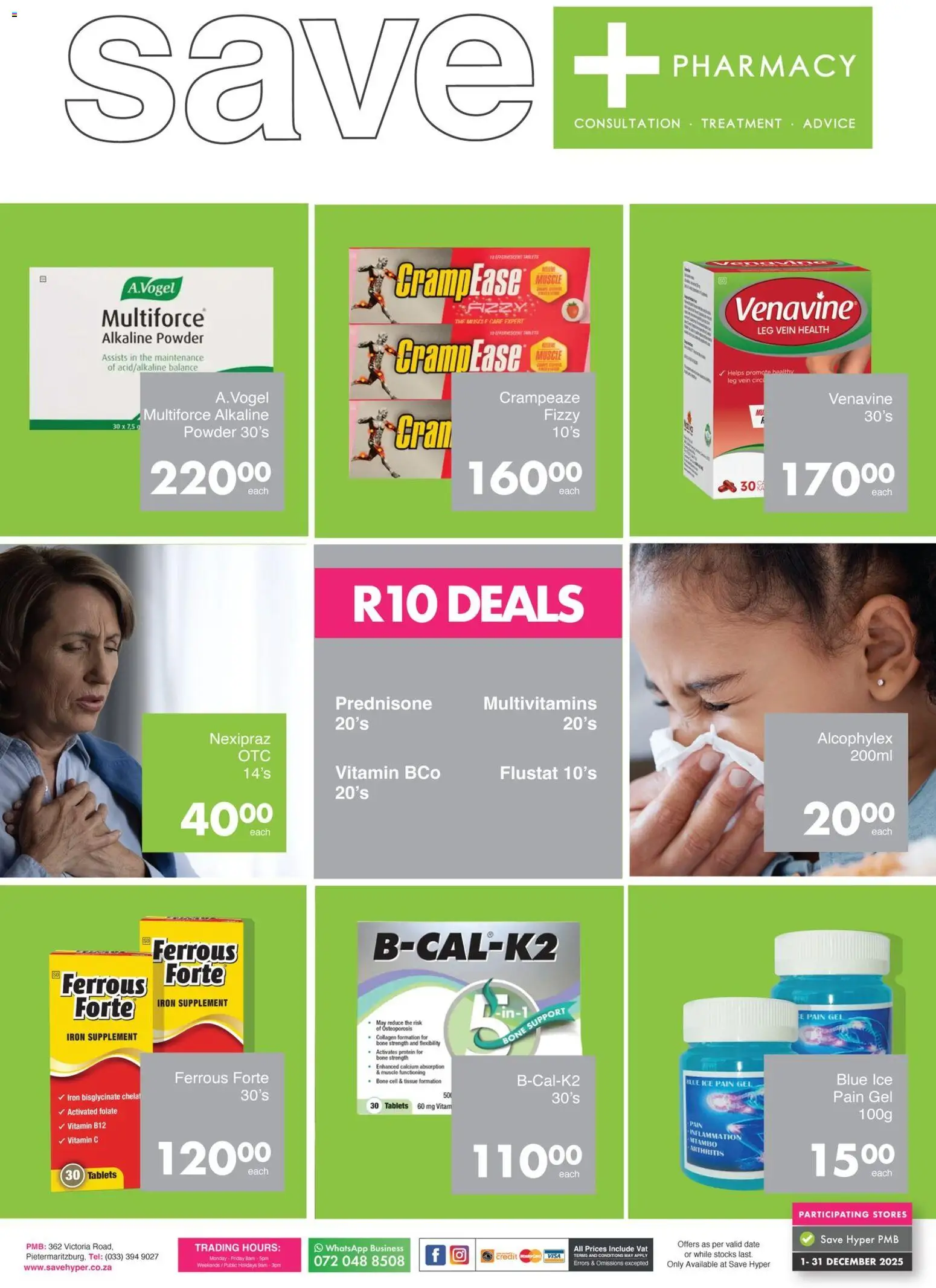 New Save catalogue – valid from 01.12.2025 | Page: 1 | Products: Tablet, Iron, Detergente líquido, Multivitamins