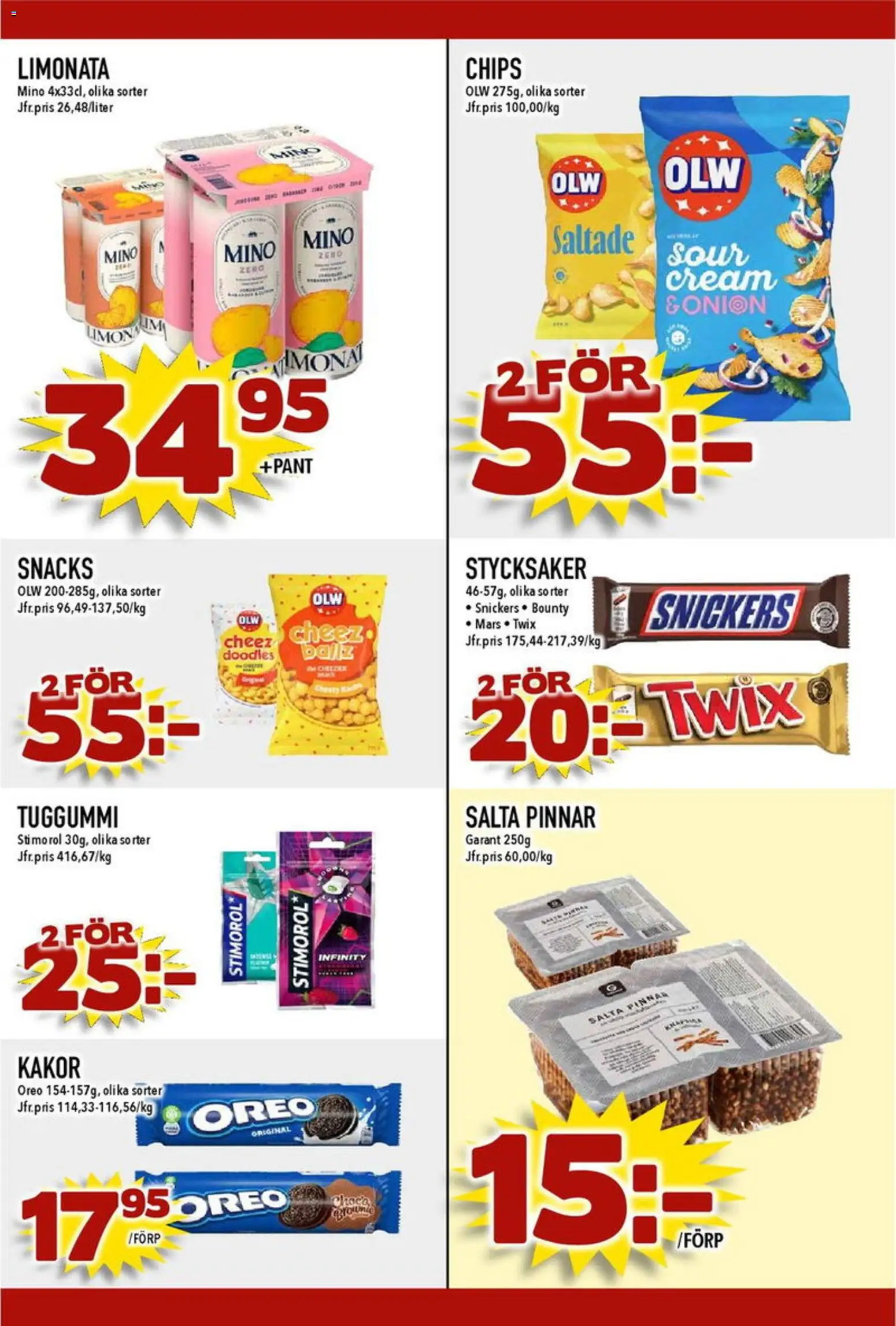 Matdax reklamblad aktuell från 02.03.2026 | Sida: 20 | Produkter: Chips, Oreo, Tuggummi