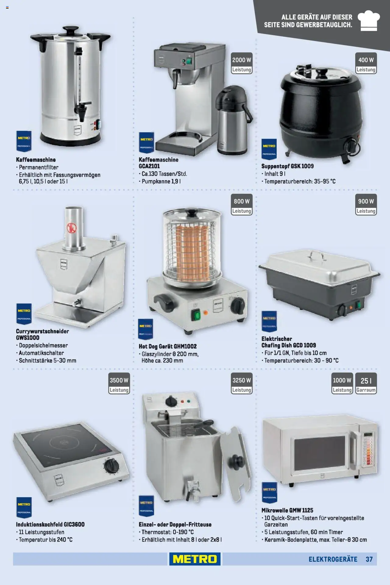 Metro Sortimentskatalog Vereine & Feste – gültig ab 01.06.2024 | Seite: 37 | Produkte: Mikrowelle, Kaffeemaschine