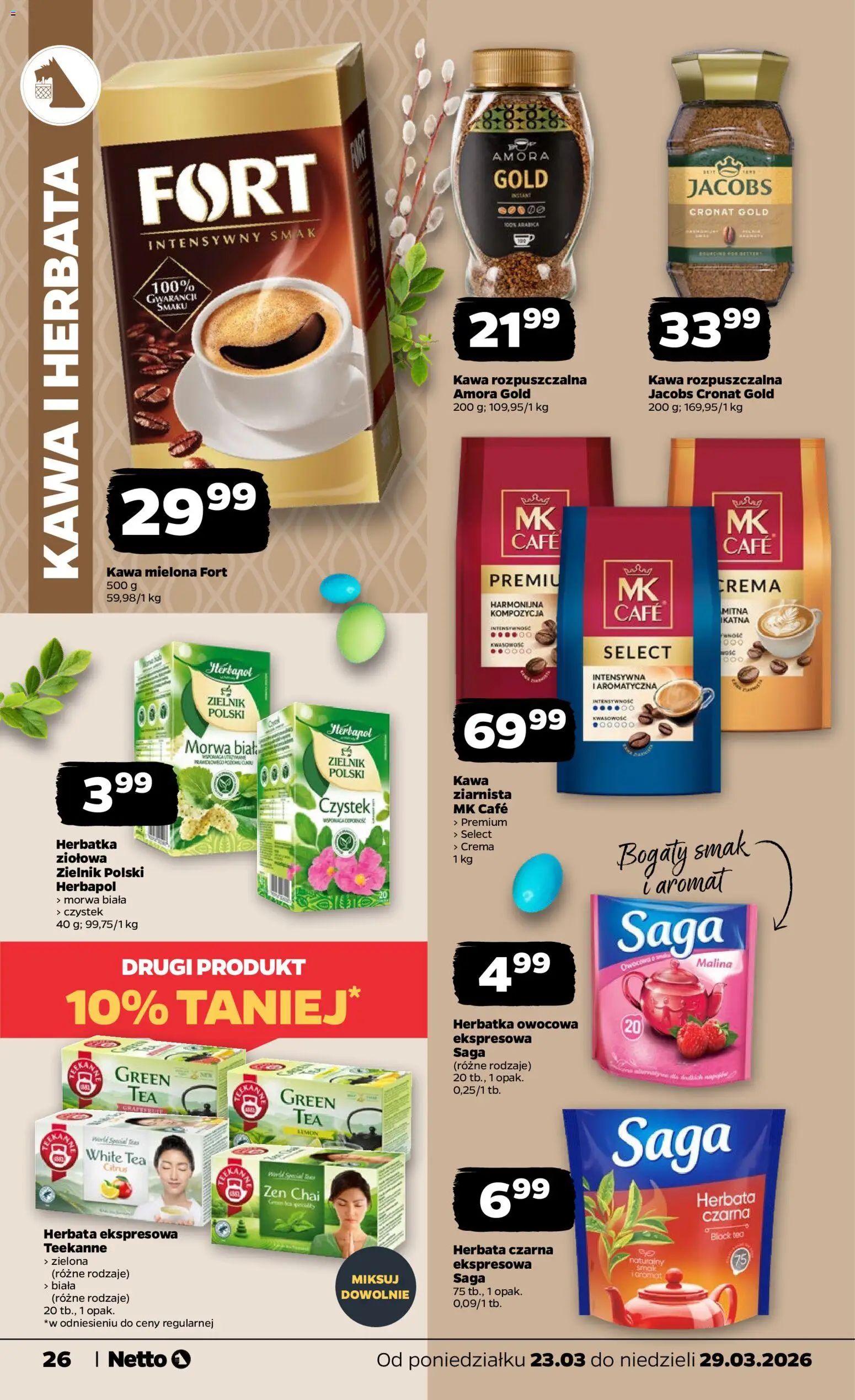 Netto gazetka od poniedziałku spożywcza od 23.03.2026 | Strona: 26 | Produkty: Malina, Kawa rozpuszczalna, Kawa, Herbata