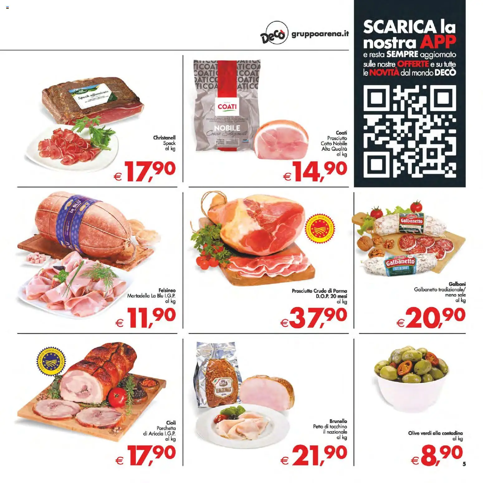 Volantino Decò del 24.10.2025 | Pagina: 5 | Prodotti: Prosciutto Crudo, Prosciutto Cotto, Sale, Tacchino