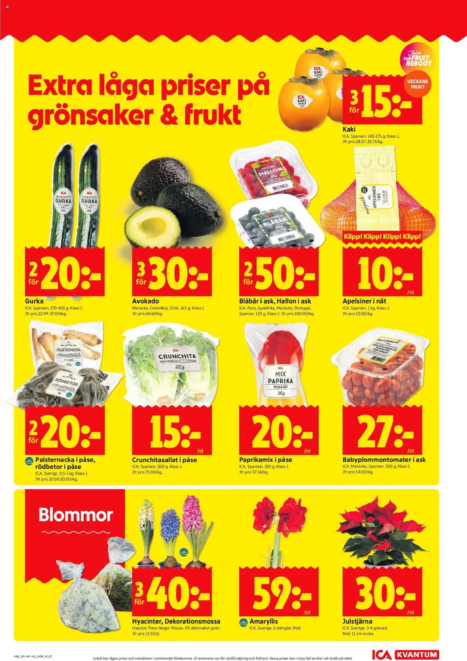 ICA Kvantum reklamblad aktuell från 24.11.2025 | Sida: 9 | Produkter: Tomater, Hallon, Blåbär, Gurka