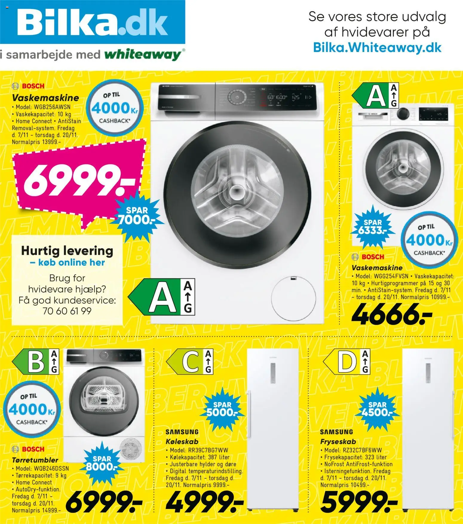 Bilka tilbudsavis – gyldig fra 07.10.2025 | Side: 20 | Produkter: Køleskab, Vaskemaskine, Tørretumbler