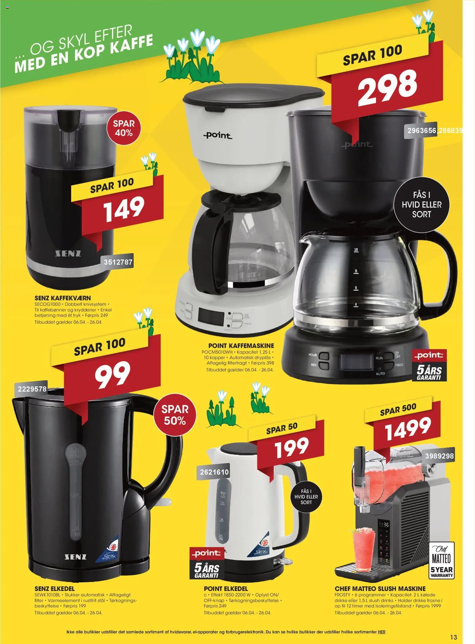 Punkt1 tilbudsavis – gyldig fra 06.04.2026 | Side: 13 | Produkter: Kaffe, Kaffemaskine