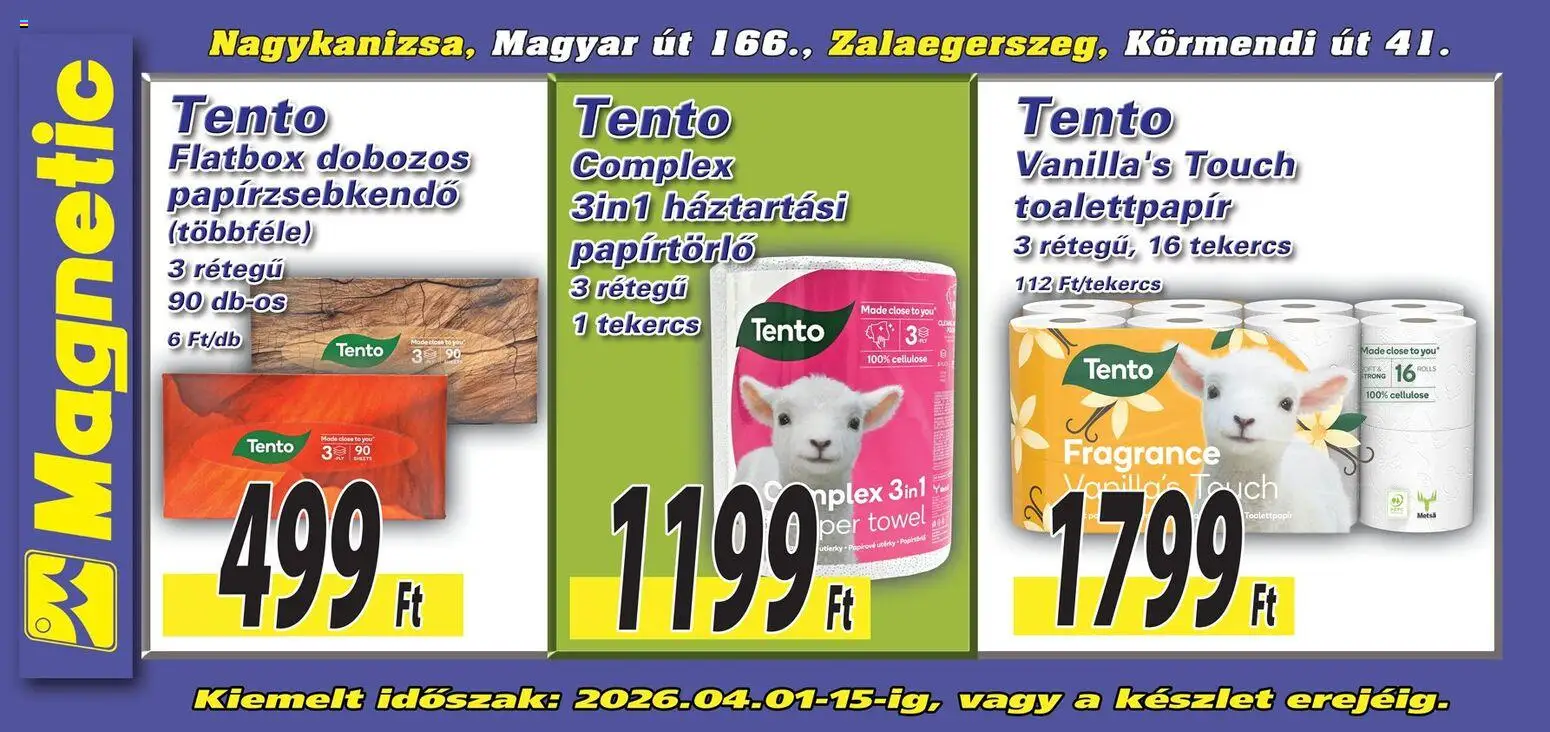 Magnetic akciós ujság - amely érvényes a következő dátumtól: 01.04.2026 | Oldal: 3 | Termékek: Papírtörlő, Papírzsebkendő