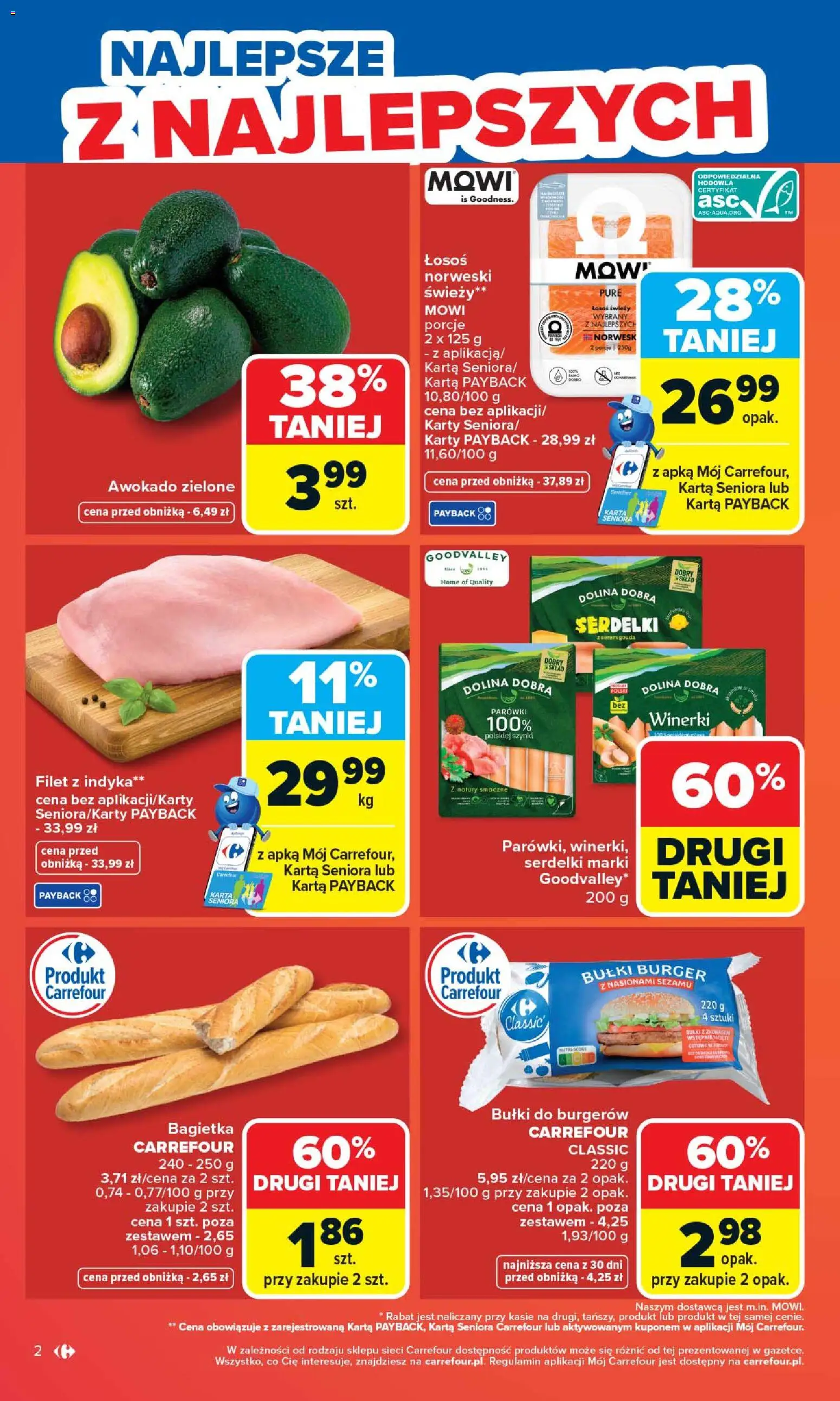 Carrefour gazetka od 20.04.2026 | Strona: 4 | Produkty: Parówki, Łosoś, Łosoś norweski, Bagietka