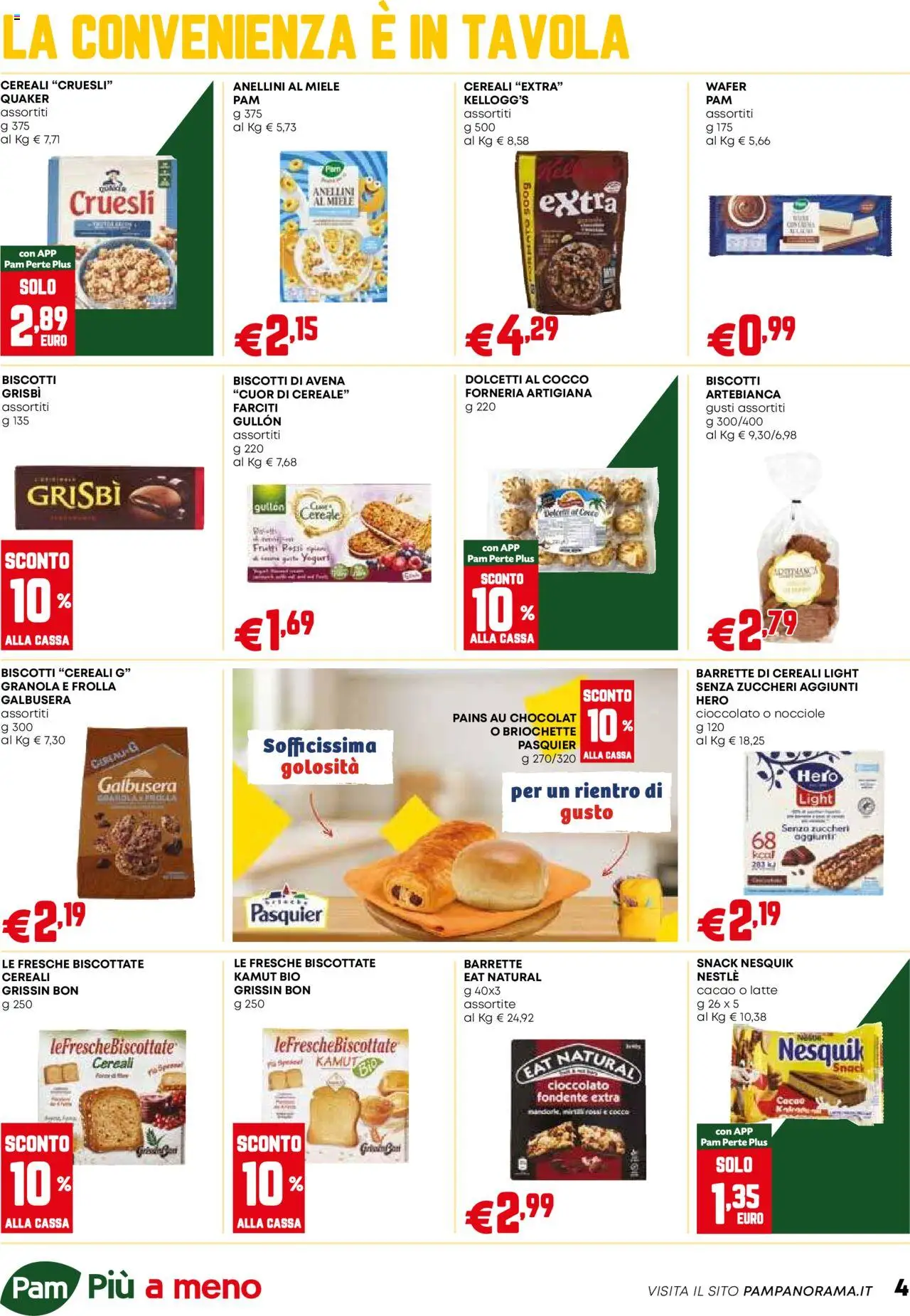 Volantino PAM del 11.09.2025 | Pagina: 4 | Prodotti: Cioccolato, Cereali, Biscotti, Miele