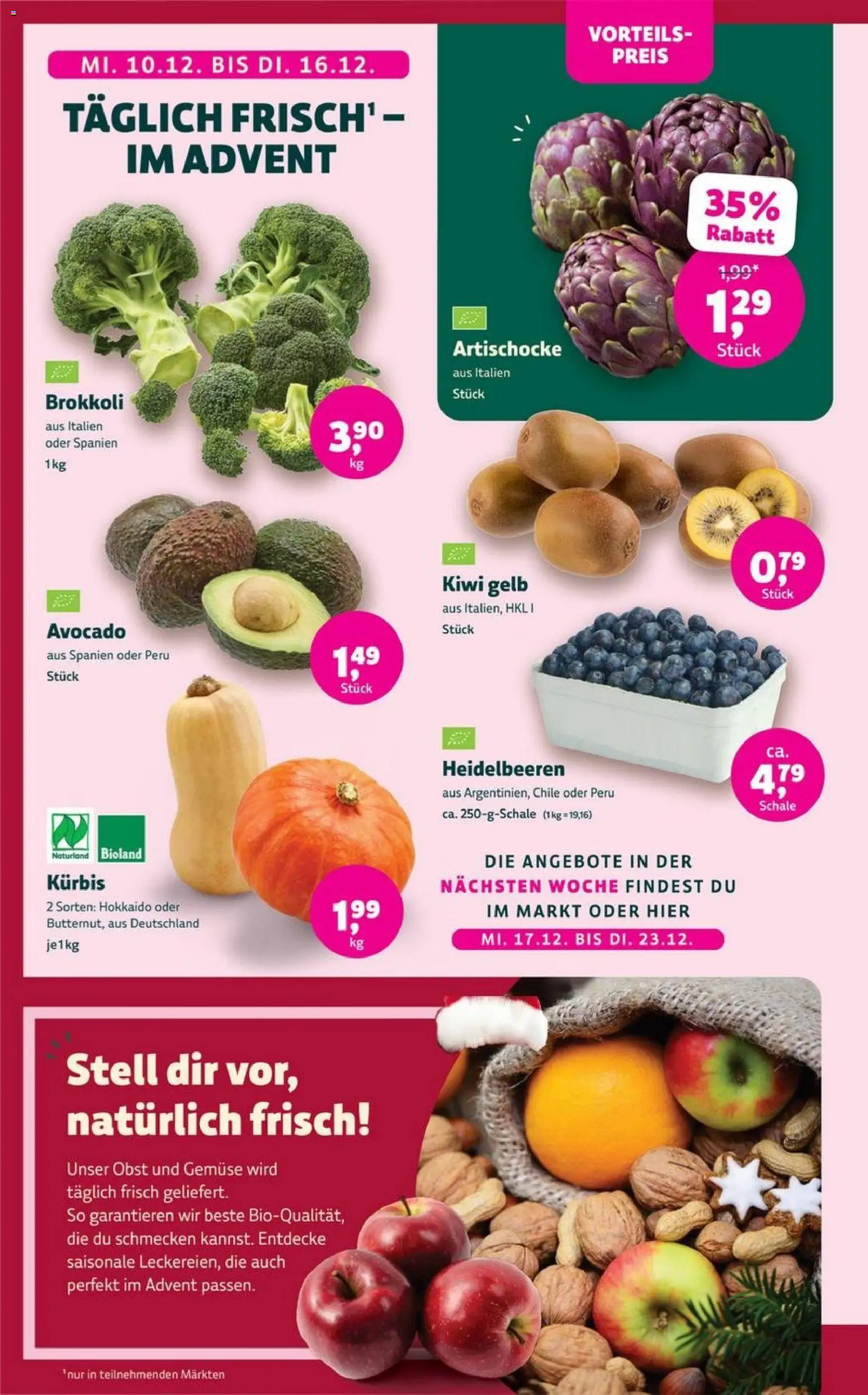 Denns BioMarkt Angebote – gültig ab 03.12.2025 | Seite: 2 | Produkte: Gemüse, Obst, Brokkoli, Kürbis