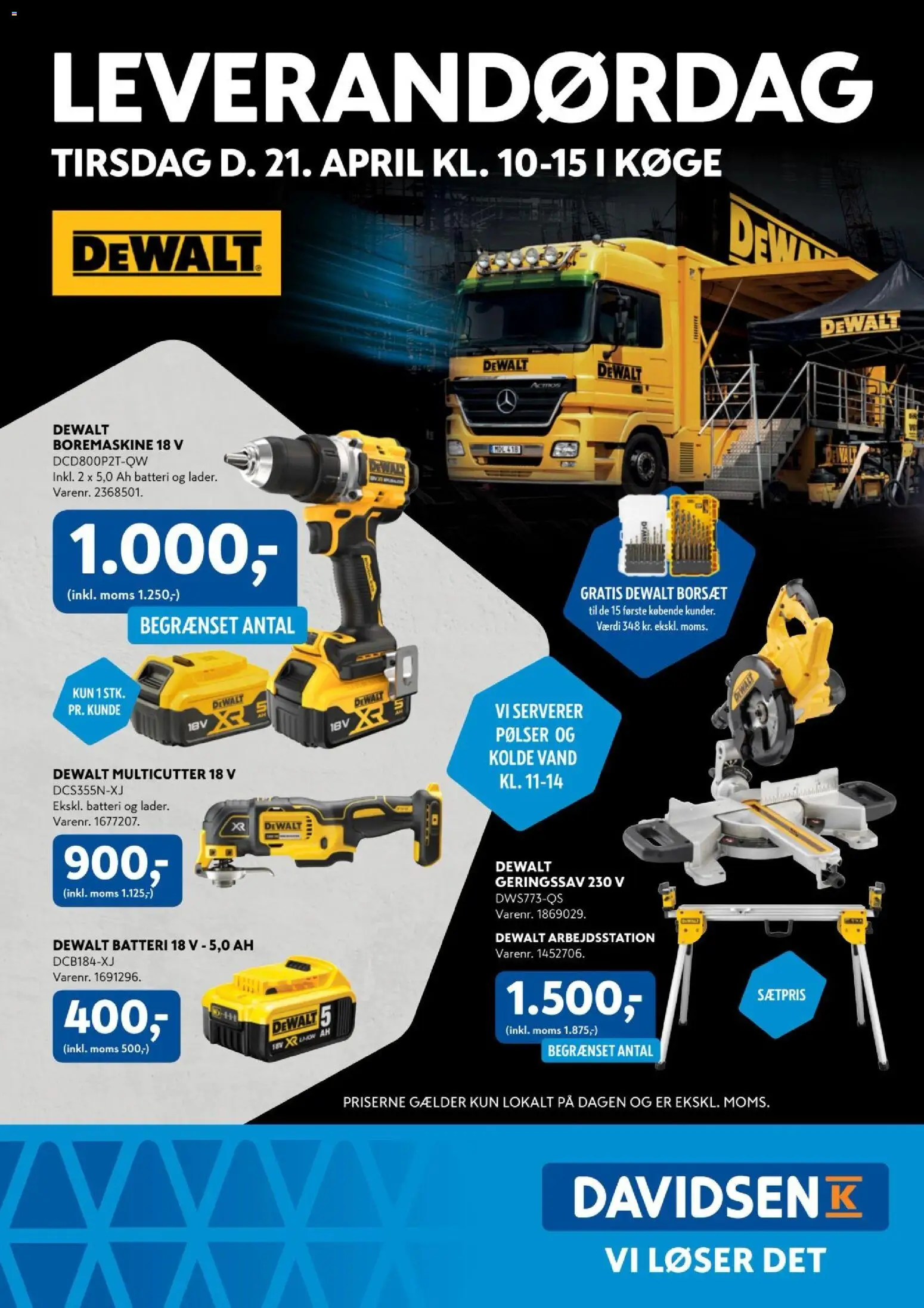 Davidsen tilbudsavis – gyldig fra 21.04.2026 | Side: 1 | Produkter: Pølser, Boremaskine, Batteri