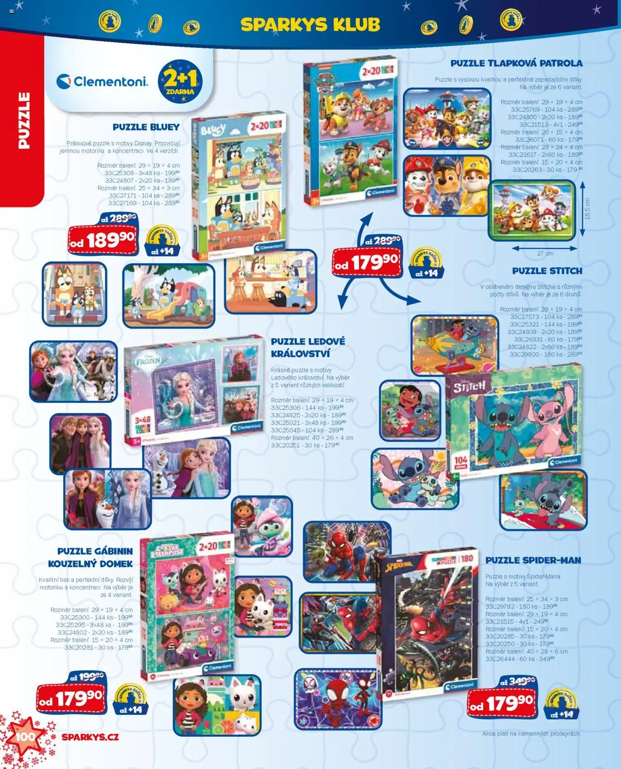 Sparkys katalog Vánoce od 01.10.2025 | Strana: 100 | Produkty: Tlapková patrola, Puzzle, Stitch