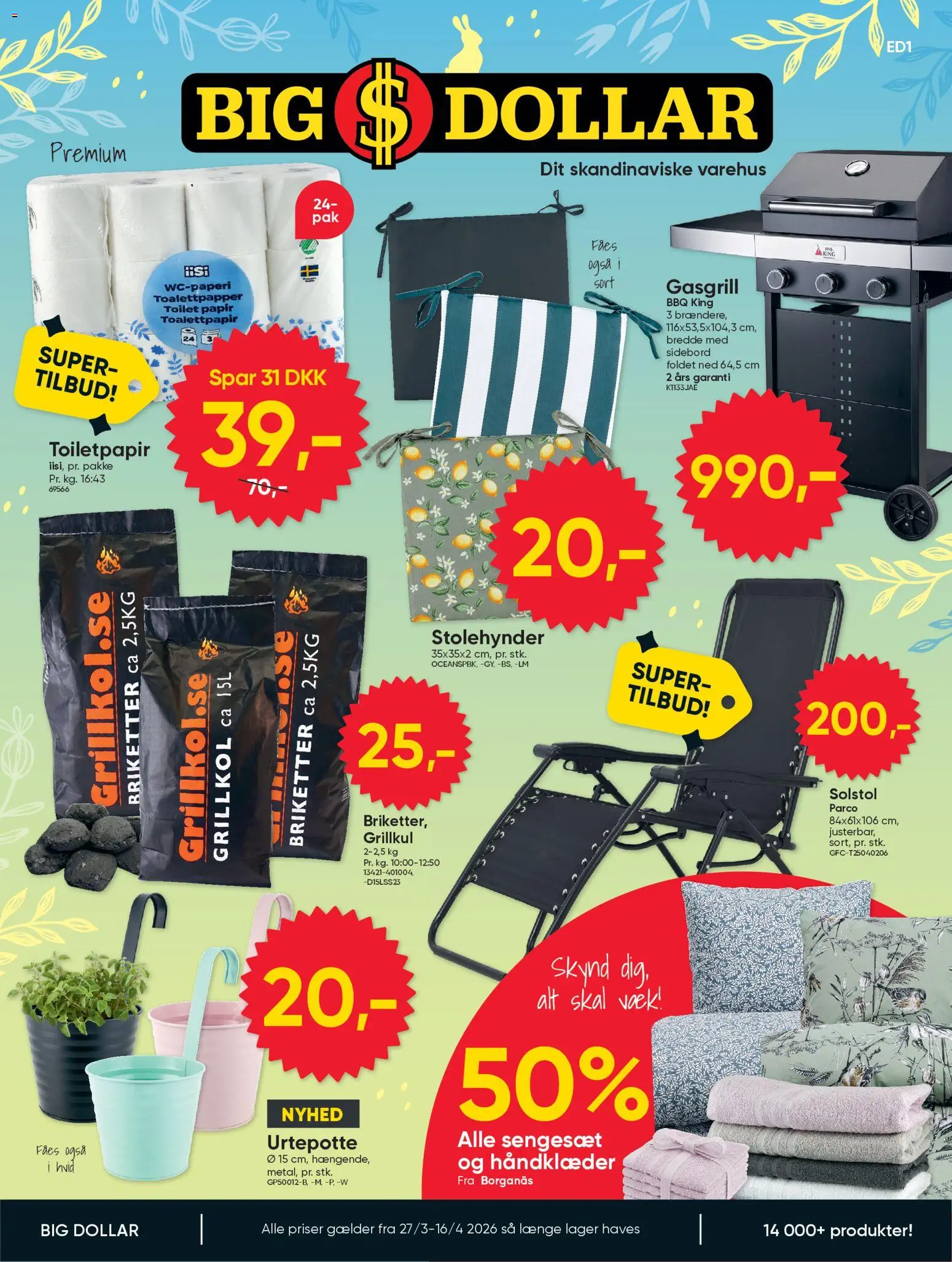 Bigdollar tilbudsavis – gyldig fra 27.03.2026 | Side: 1 | Produkter: Toilet, Sengesæt