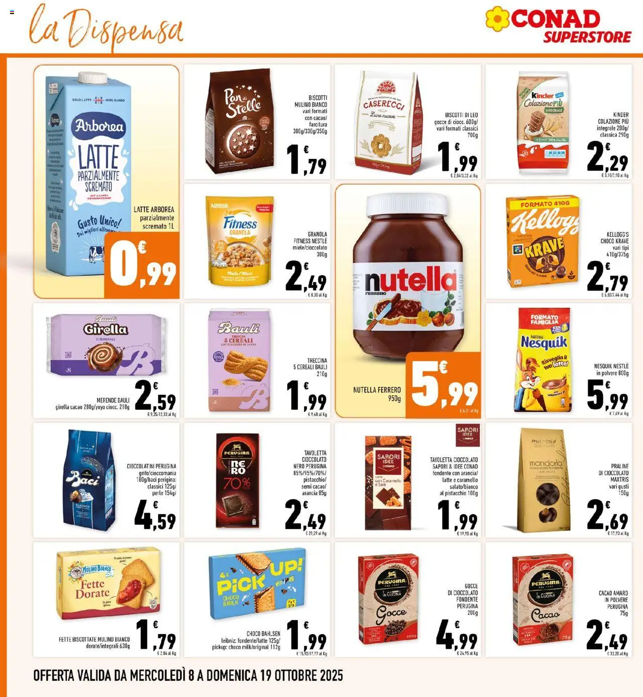 Volantino Conad del 08.10.2025 | Pagina: 18 | Prodotti: Cioccolato, Biscotti, Zucchero, Cacao