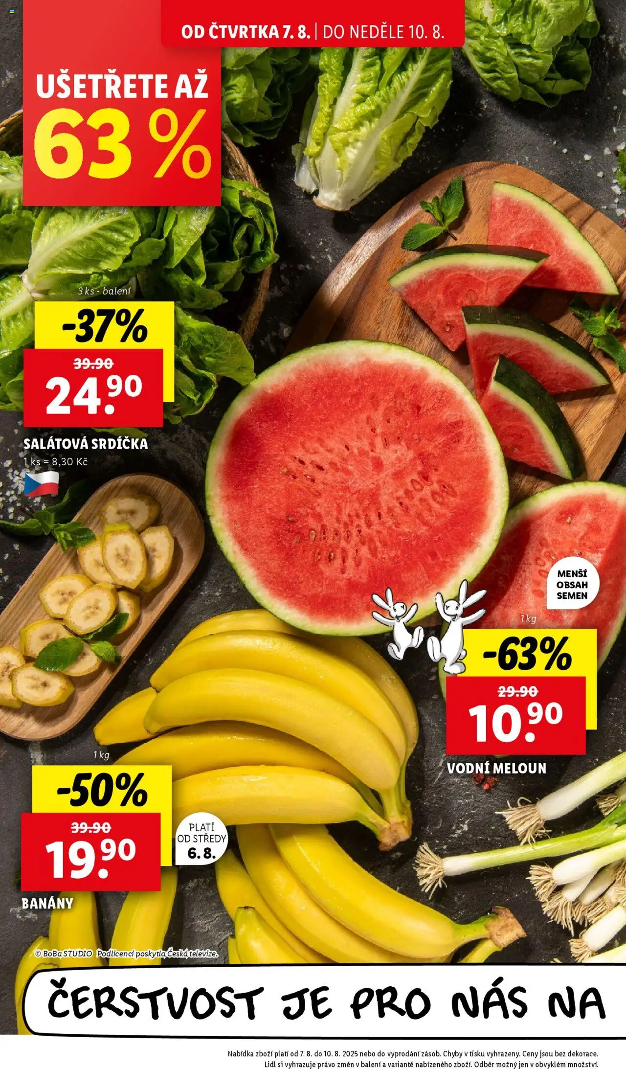 Lidl leták od 07.08.2025 | Strana: 8 | Produkty: Meloun, Salátová srdíčka, Banány