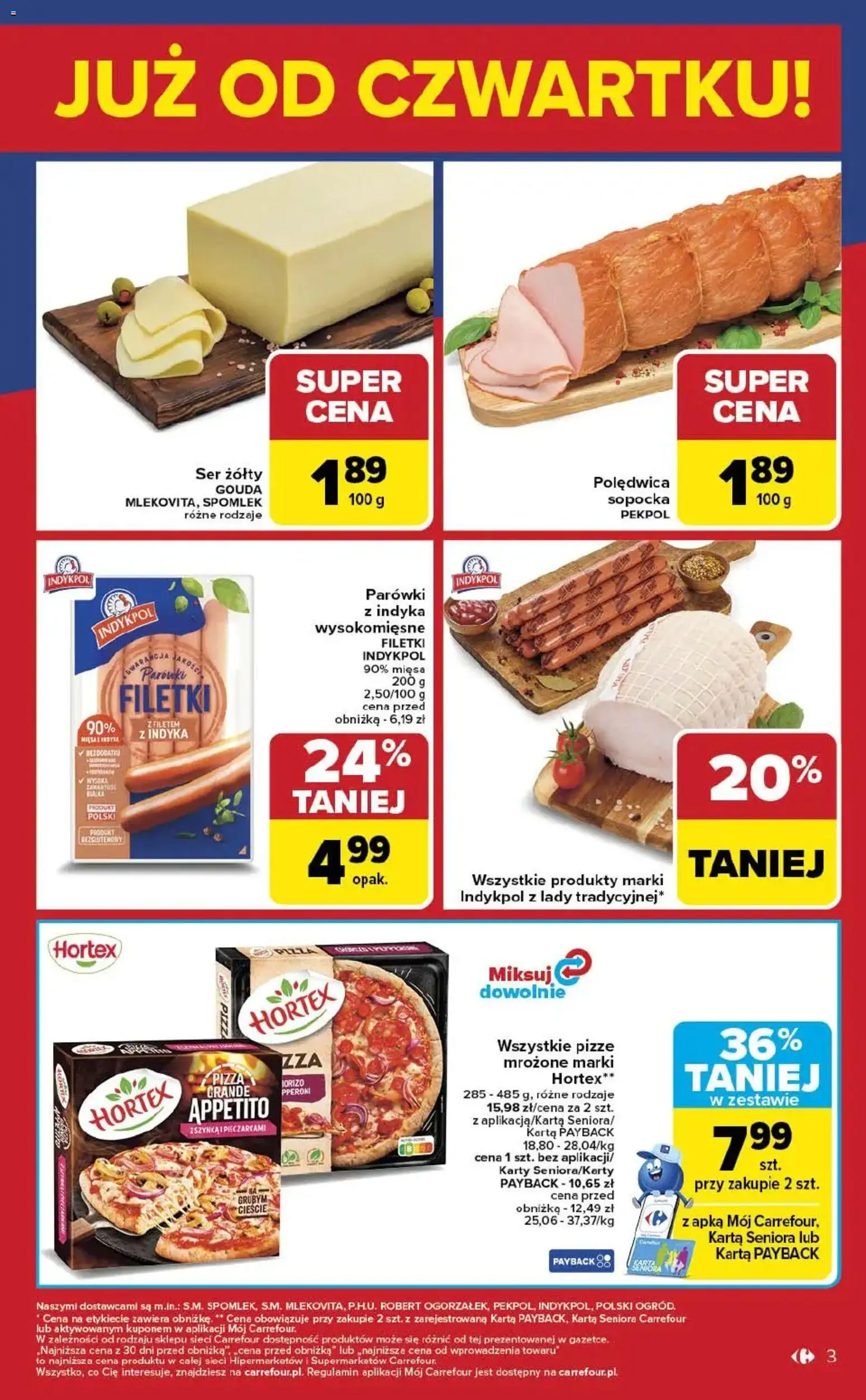 Carrefour Gazetka - Weekend okazji od 13.11.2025 | Strona: 4 | Produkty: Karta, Parówki, Parówki z indyka, Ser