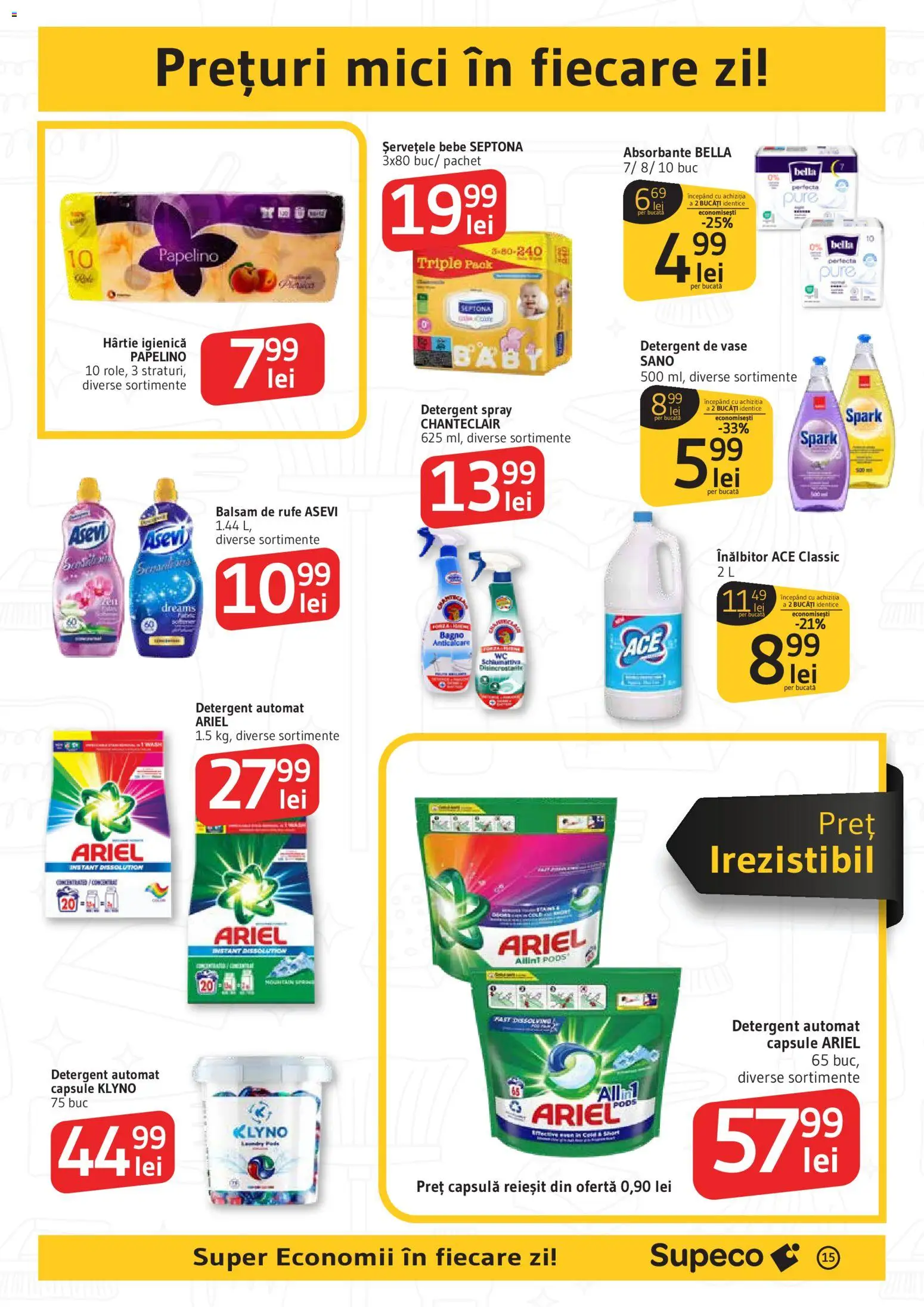 Noul catalog Supeco – valabil de la 12.03.2026 | Pagină: 15 | Produse: Detergent de vase, Detergent, Balsam de rufe, Absorbante