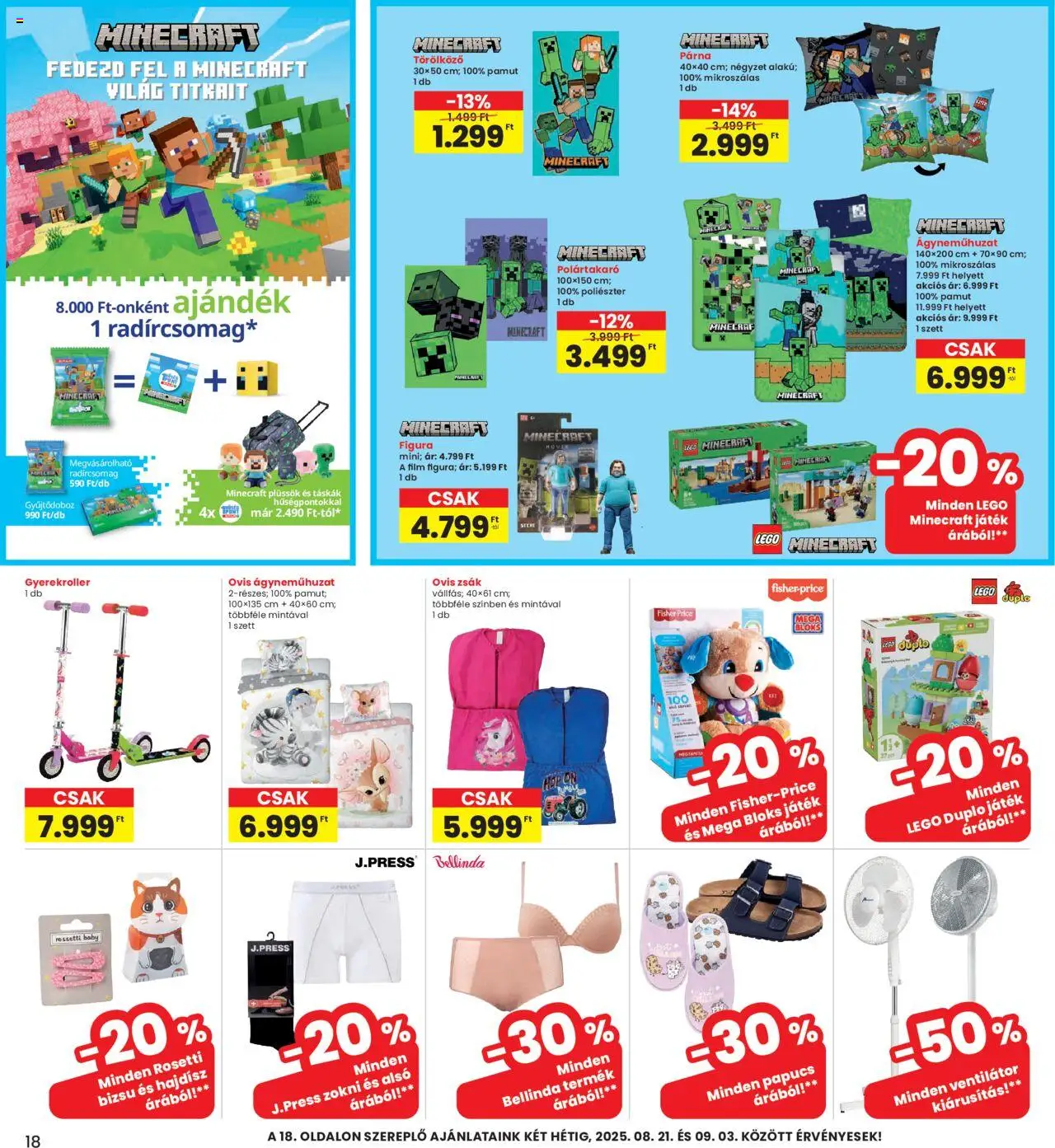 Interspar akciós ujság - amely érvényes a következő dátumtól: 21.08.2025 | Oldal: 18 | Termékek: Törölköző, Játék, Párna, Zokni