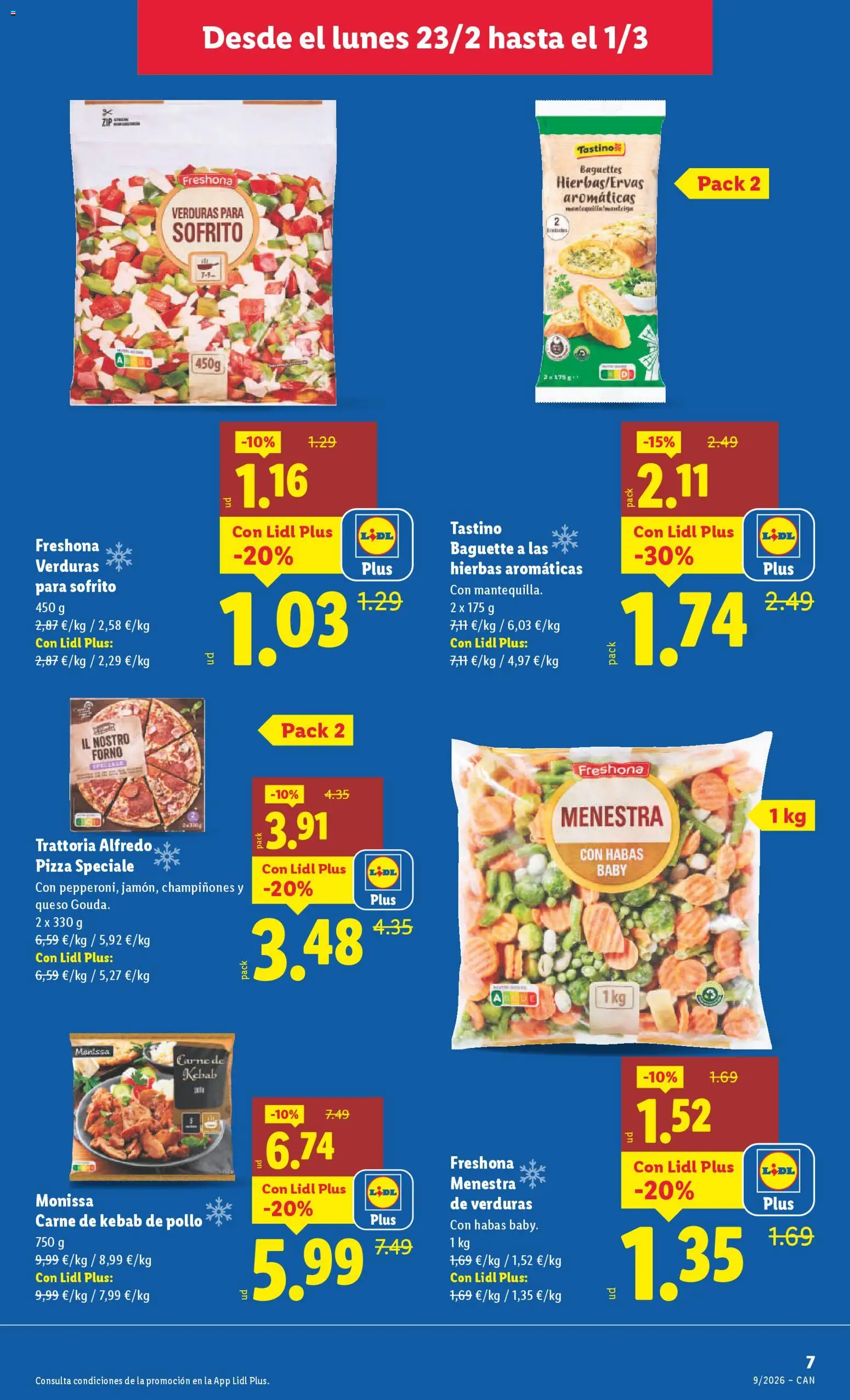 Lidl - Canarias │ válido desde el 23.02.2026 | Página: 7 | Productos: Queso, Pizza